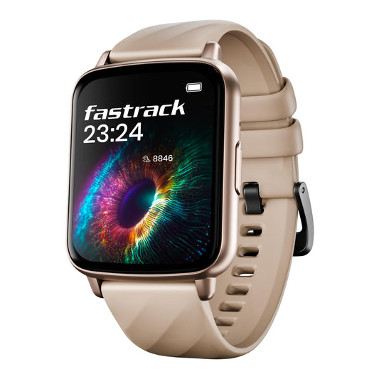 Fastrack Jupiter S1 Smart Watch, 1.83” TFT Display, 240 * 284 Pixel Resolution, SingleSync BT Calling, AI Voice Assistant, 100+ Sports Modes & Smartwatch Faces, Upto 5 Day Battery, IP68 (Beige)