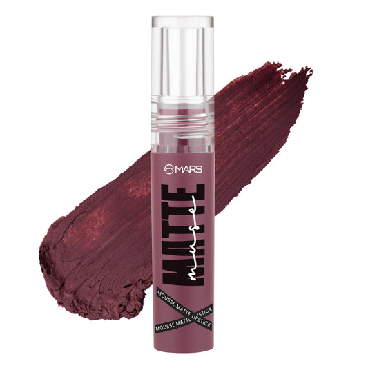 MARS Matte Muse Mousse Lipstick (3ml) (09-SUPER STAR) with Doe-Foot Applicator | Highly Pigmented | Smooth Texture | Hydrating Formula | Blurry Lips Effect