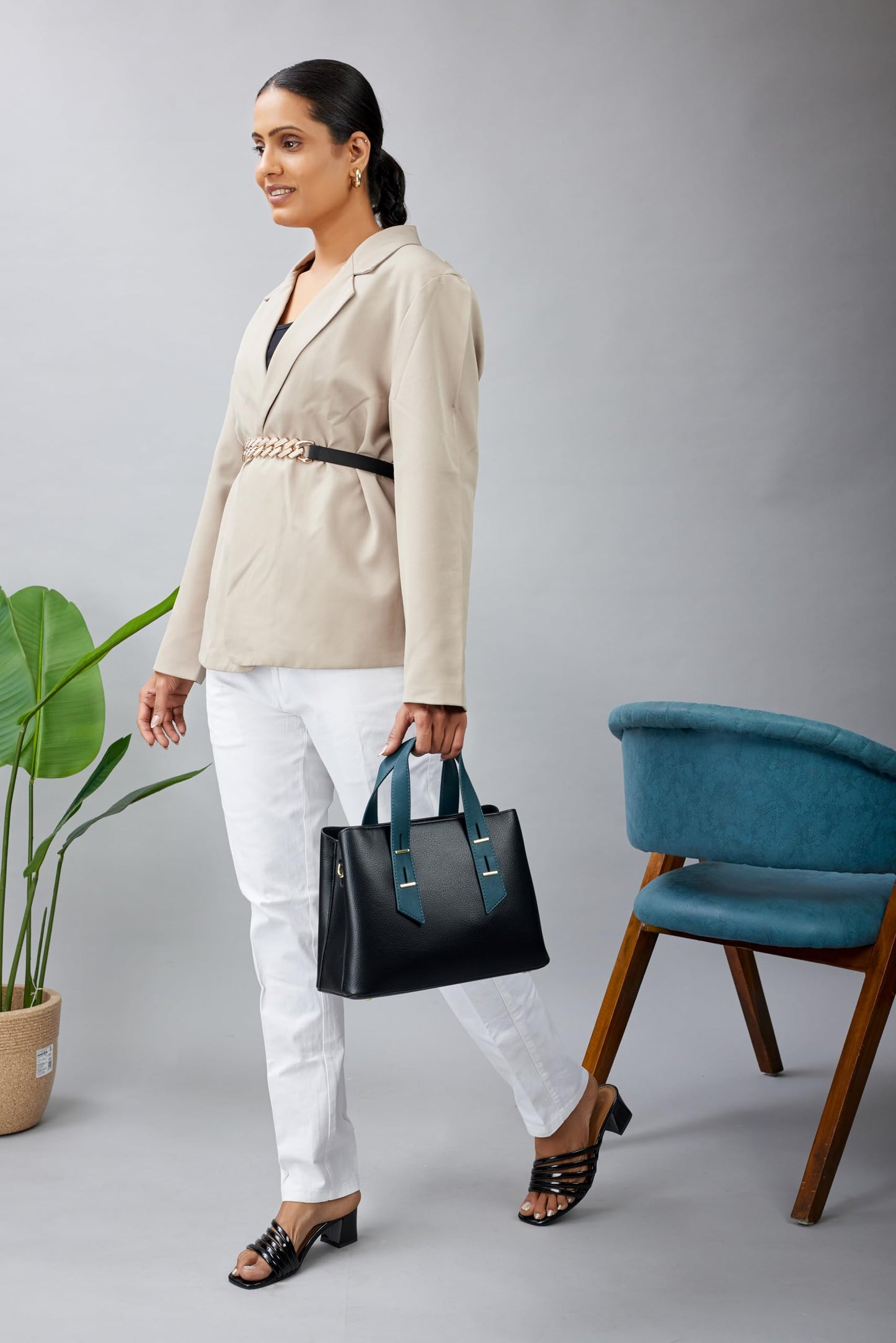 NAMCHI Luxury Leather Tote Handbag for Women Spacious, Stylish & Versatile – Perfect for Work & Travel (Black green)