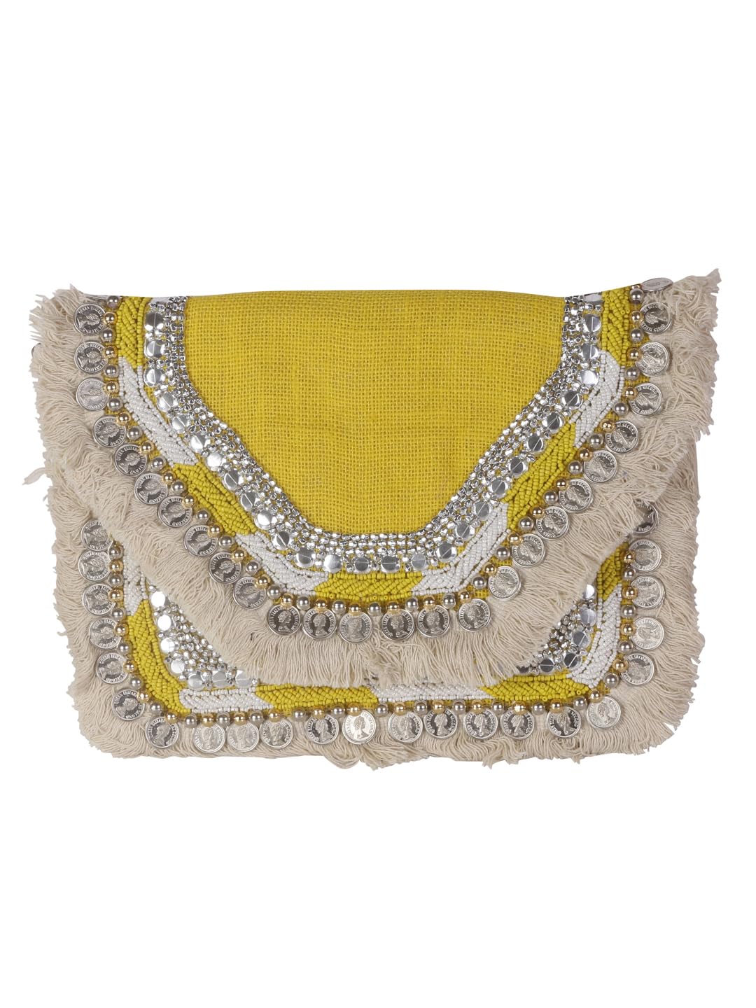 SWISNI Yellow yellow banjara boho bag II Women's Traditional Designer Clutch For Women & Girls II Banjara Boho bag