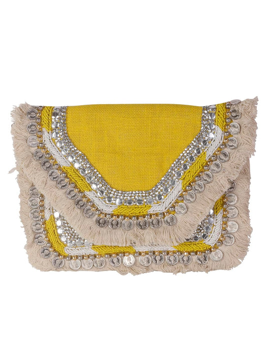 SWISNI Yellow yellow banjara boho bag II Women's Traditional Designer Clutch For Women & Girls II Banjara Boho bag