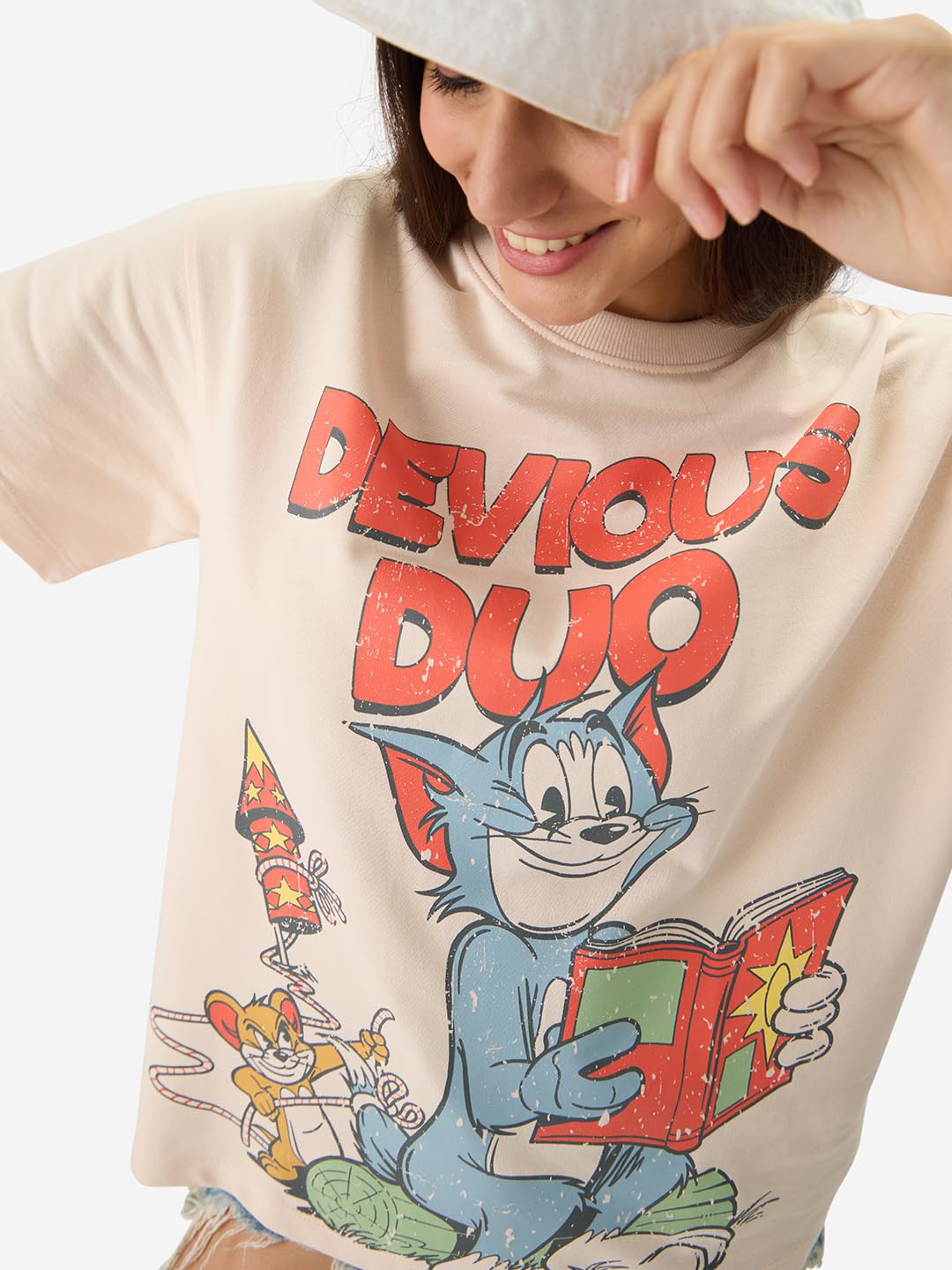 The Souled Store Tom and Jerry: Devious Duo Women Oversized T-Shirts