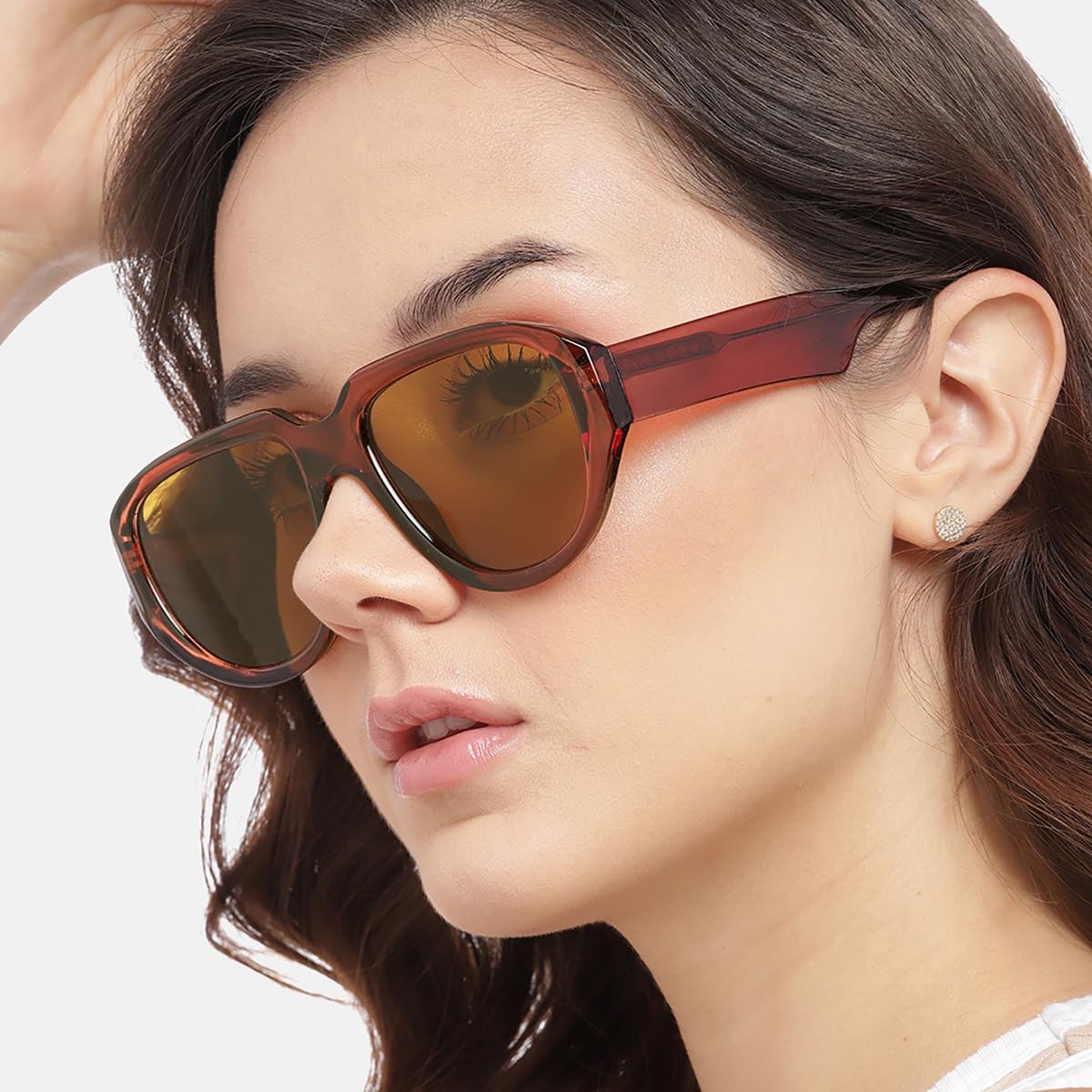 Carlton London Brown Toned with Polycarbonate UV Protected Lens Oversized Sunglass for women