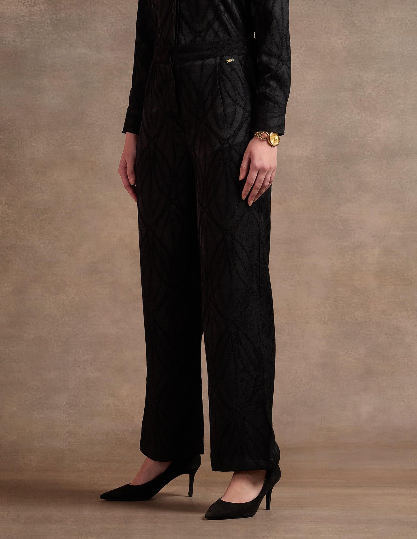 U.S. POLO ASSN. High Rise Wide Leg Trousers (UWAW24TRO117_Black_28)