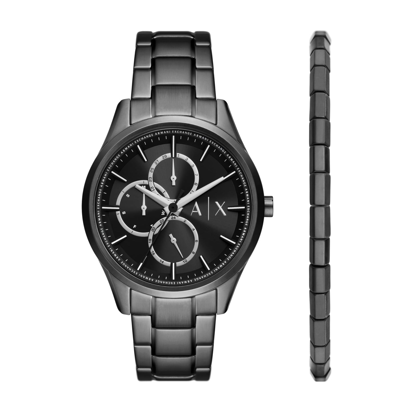 Armani Exchange Stainless Steel Analog Black Dial Men Watch-Ax7154Set, Black Band