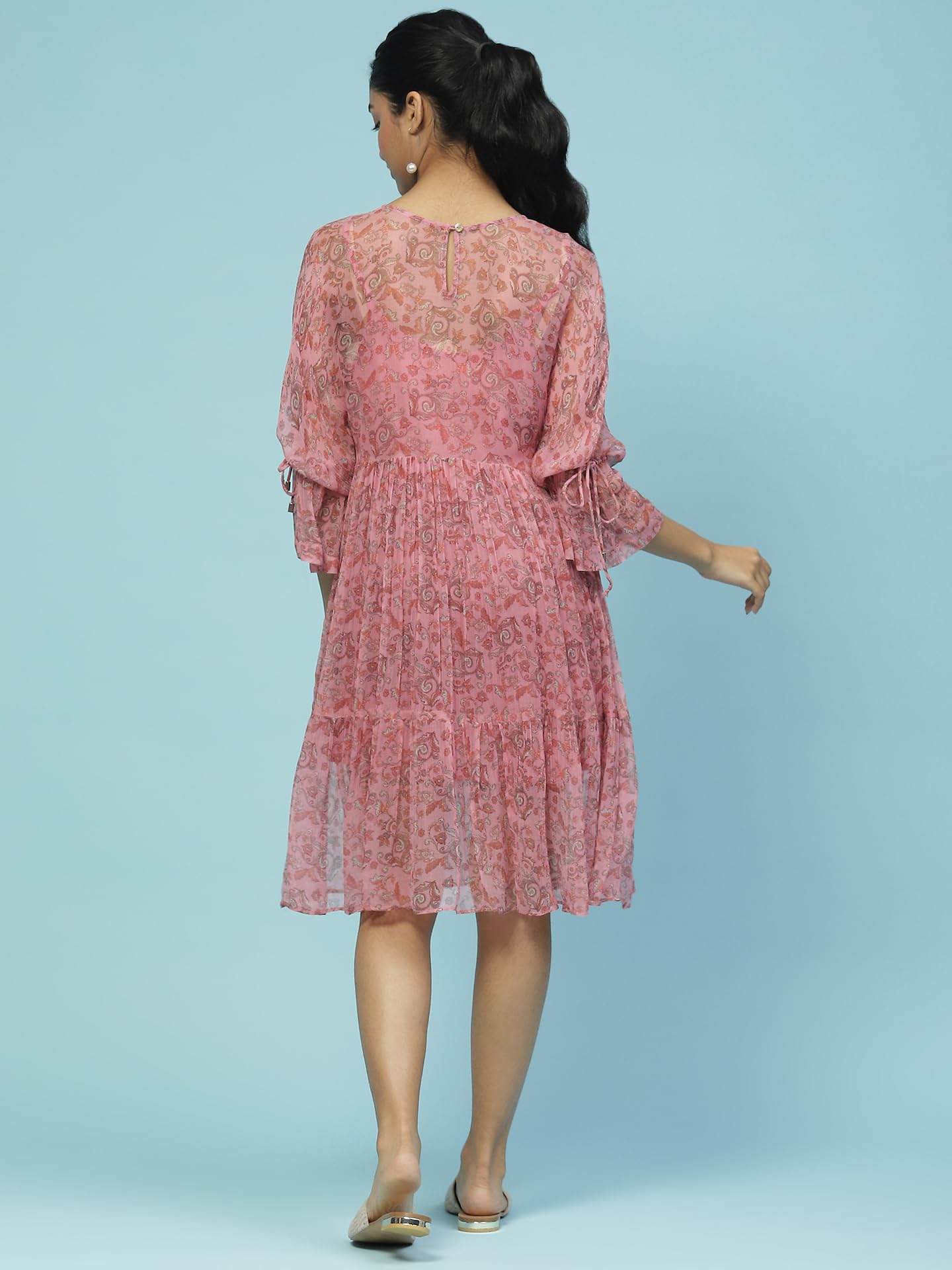 Aarke Ritu Kumar Pink Paisley Print Short Dress with Camisole