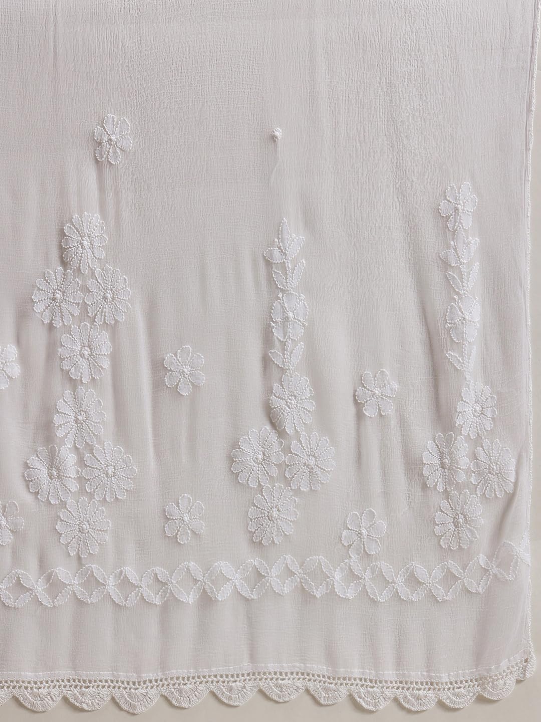 Ada Women's Traditional Hand Embroidered Chikankari Ethnic Wear Chiffon Dupatta A511182 White