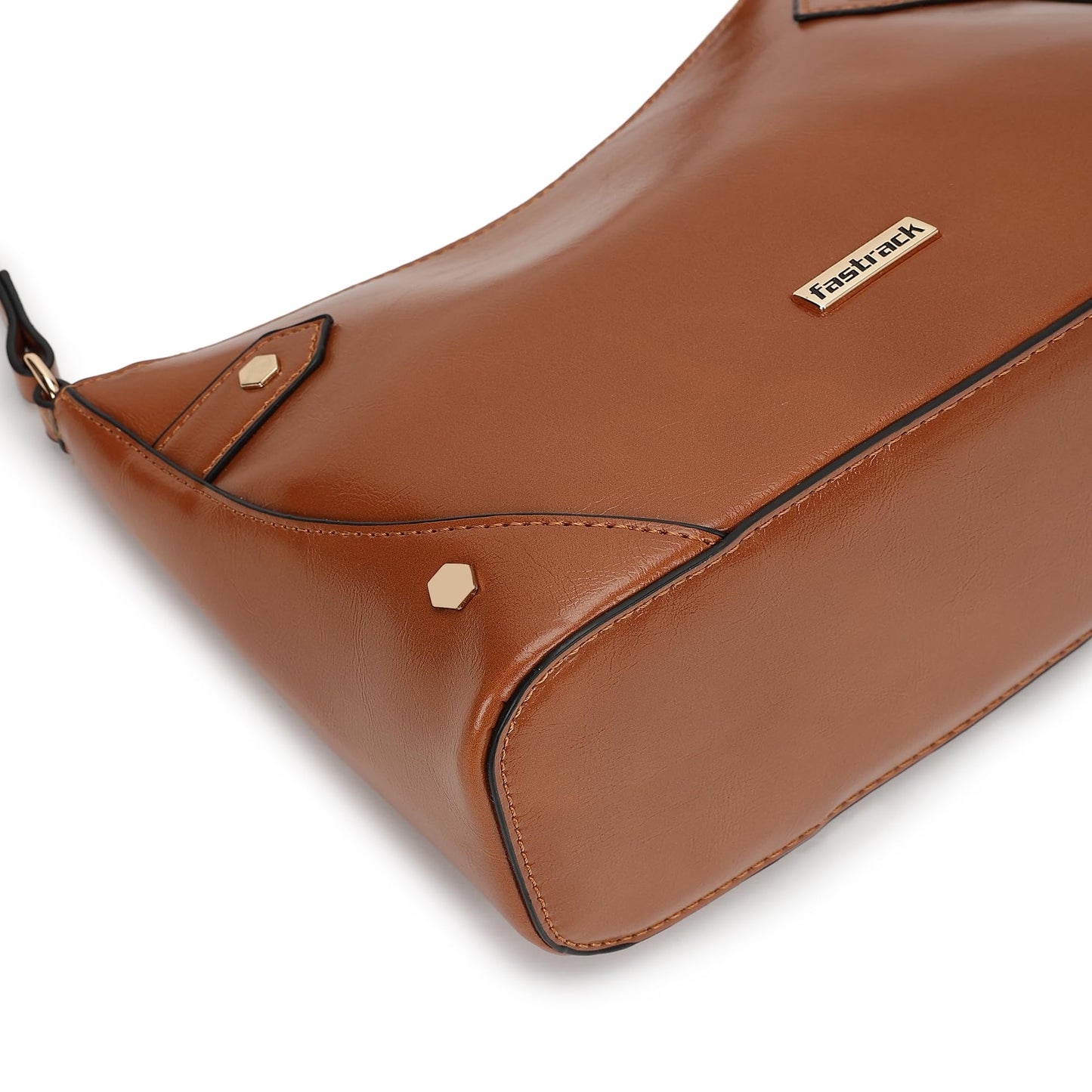 Fastrack Women's Stud Detail Shoulder Bag with Top Zip Closure | Trendy Stitching and Metal Stud Accents, Inner Zip and Slip Pockets | Comfortable Shoulder Strap | Trendy Women's Handbags