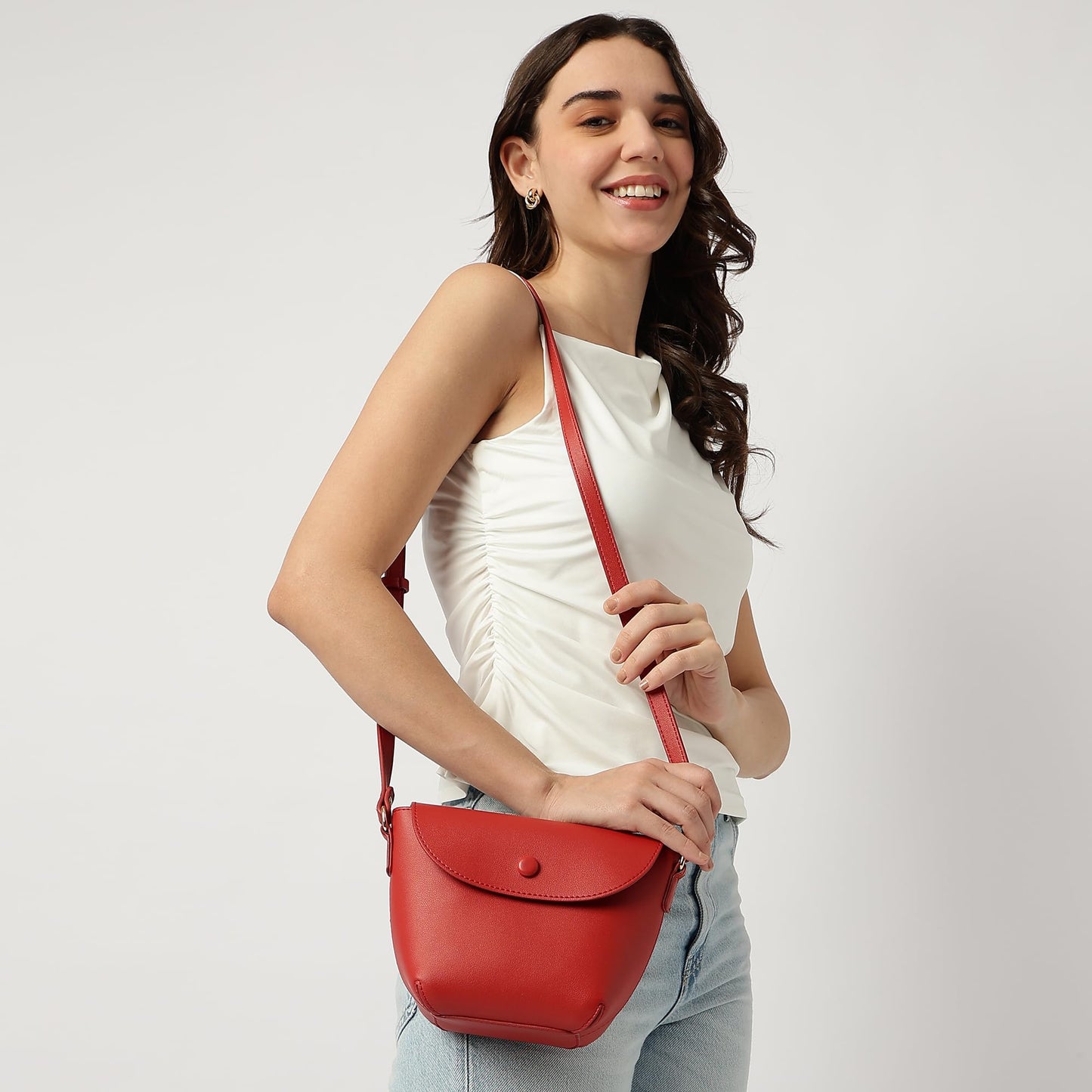 Fastrack Catch Me If You Can Sling Bag for Women | Small Size with Flap and Button Lock, Adjustable Strap | Stylish, Functional Sling Bag for On-the-Go