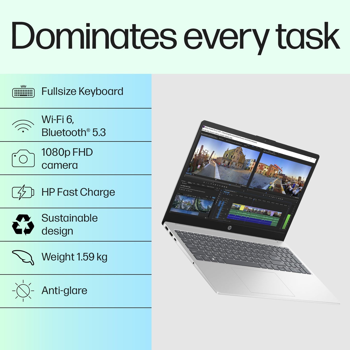 HP 15, 13th Gen Intel Core i7-1355U (16GB DDR4, 512GB SSD) Microsoft365* Office2024, Win11, 15.6inch(39.6cm) FHD Laptop, Intel Iris Xe, FHD Camera w/Privacy Shutter, Backlit, Silver, 1.59kg, fd0468tu