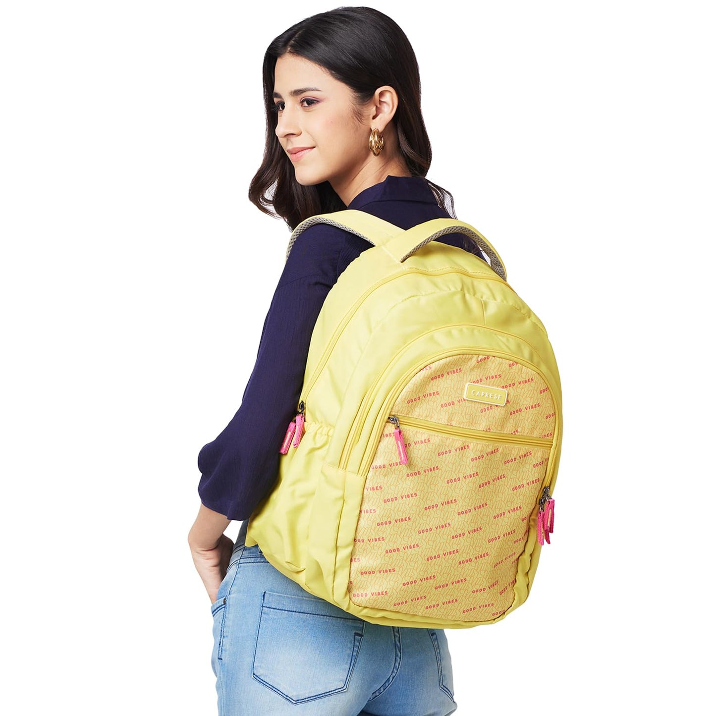 Caprese Zoe School Backpack | Backpack for Women | Yellow (Large)