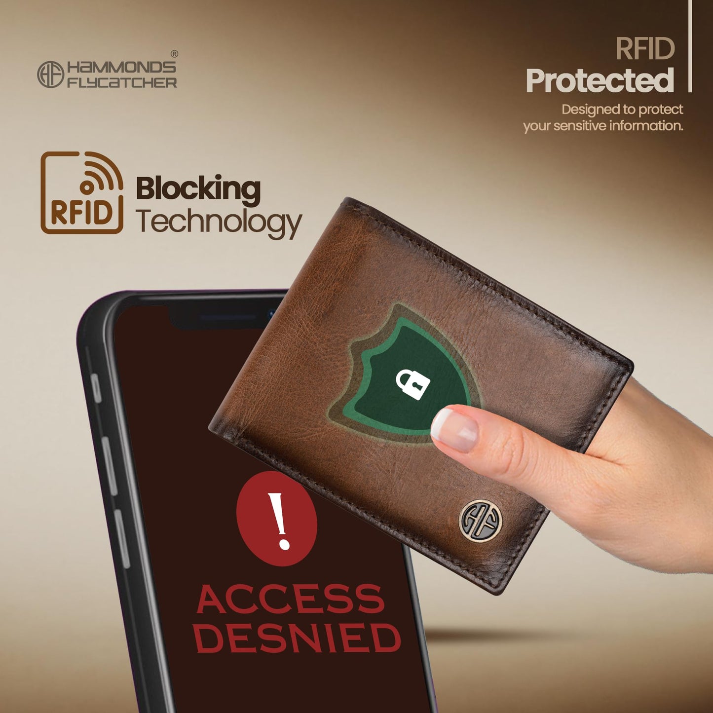 HAMMONDS FLYCATCHER RFID Protected Bi-Fold Wallet for Men Leather Original, Mens Wallet, Leather Wallets for Men, Premium Classic Purse with 6 Card Slots, Coin Pocket, Gift for Mens - Burnt Tan