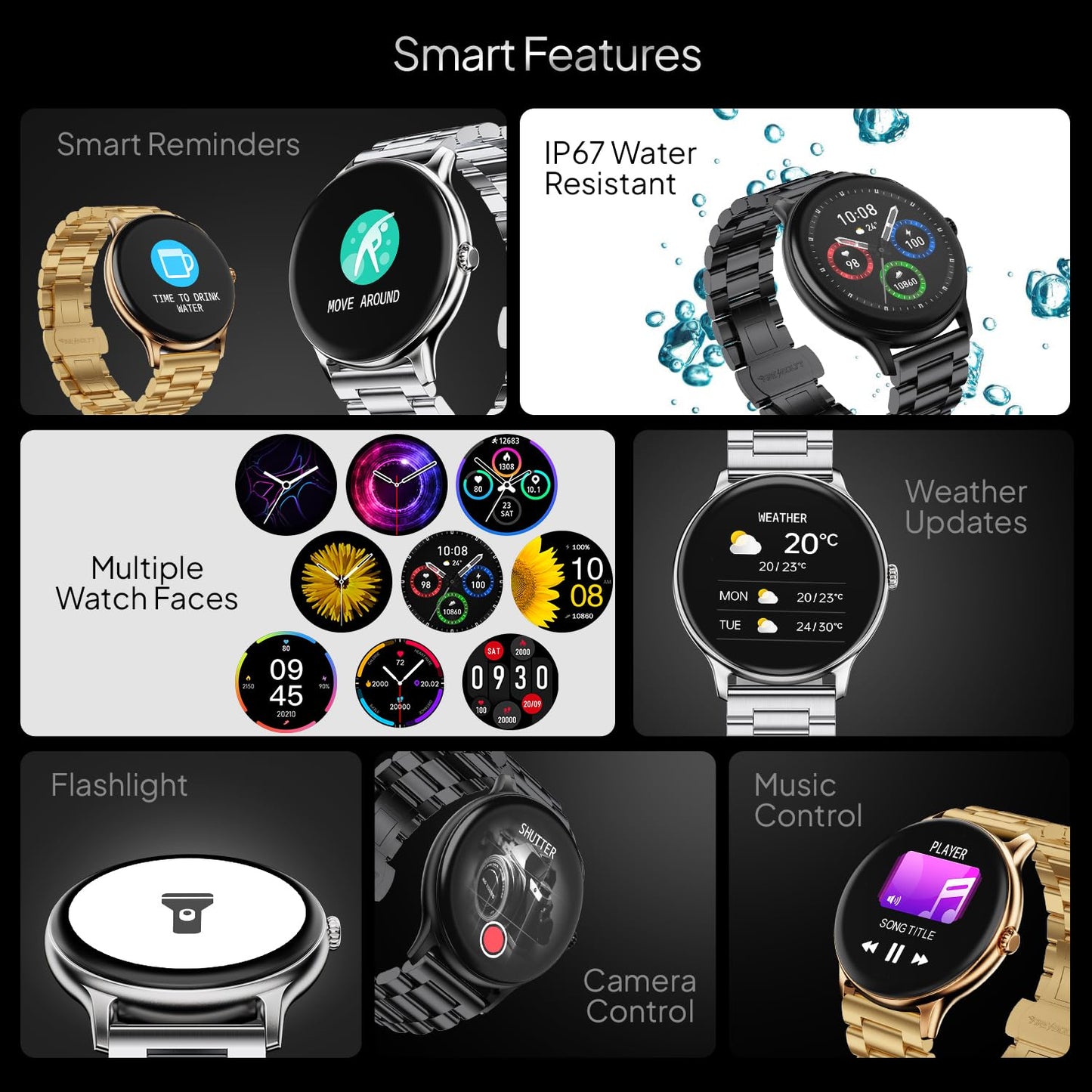 Fire-Boltt Newly Launched Phoenix Ultra Blaze Luxury Stainless Steel, Bluetooth Calling Smart Watch, AI Voice Assistant, Metal Body with 120+ Sports Modes, SpO2, Heart Rate Monitoring (Gold)