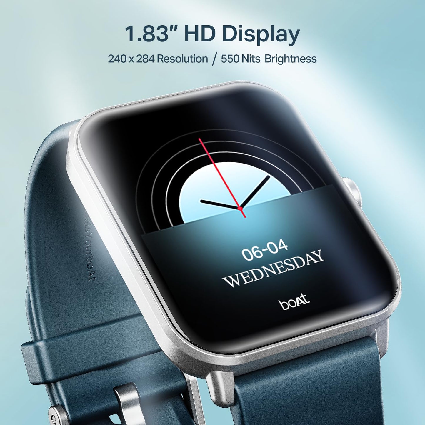 boAt Wave Call 2 with 1.83” HD Display, Advanced BT Calling, Functional Crown, Cloud & Custom Watch Faces, Multiple Sports Modes, IP67, HR, Sleep & SPO₂ Monitor Smart Watch(Cool Blue)