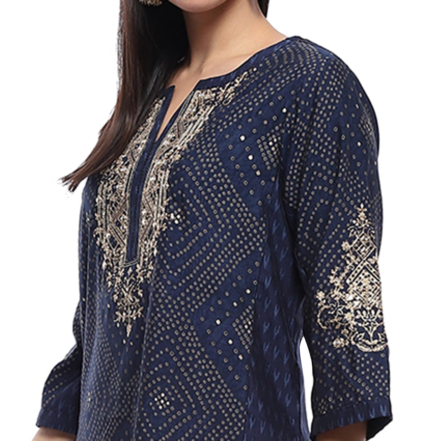 BIBA Women's Indigo Modal Solid A Line Suit Set (SKD10079AW24IND_Blue