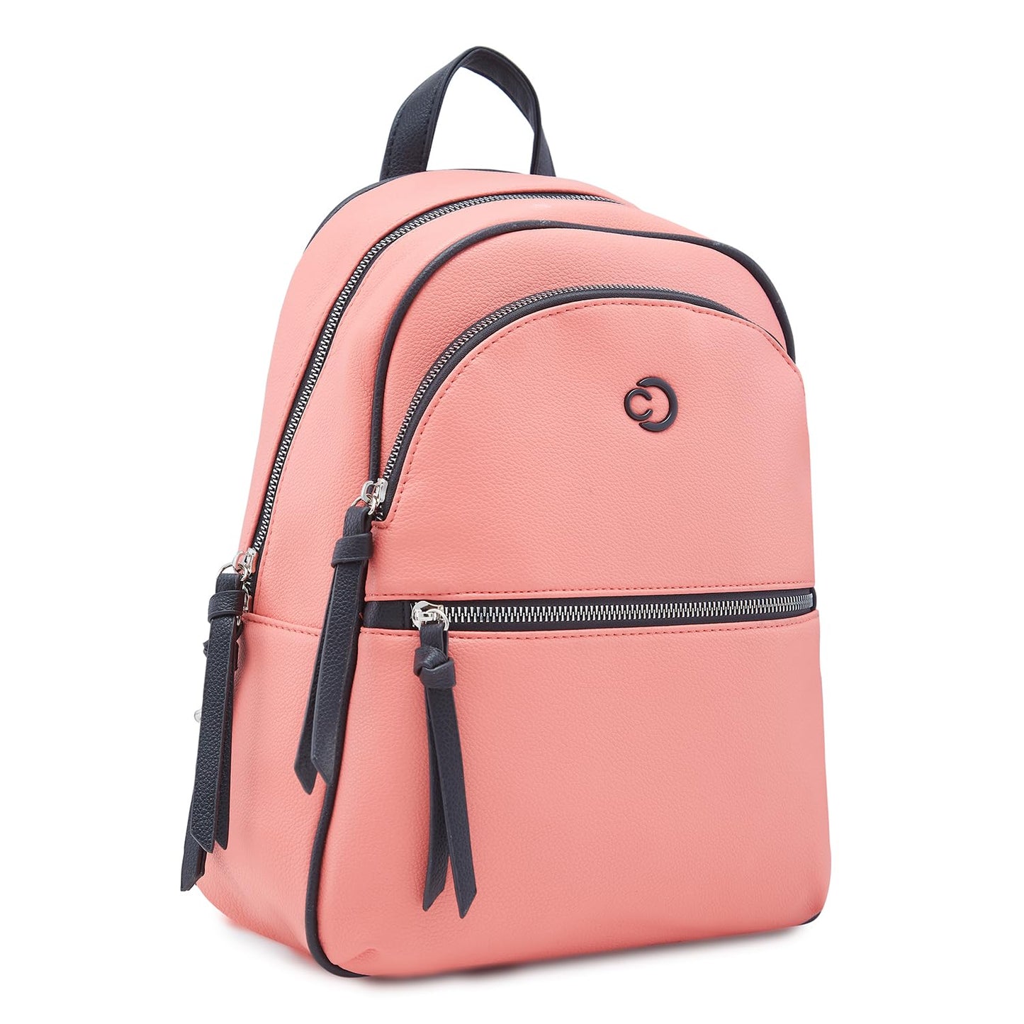 Caprese Mia Casual Backpack, Medium | Fashion Backpack for Women with Multiple Compartments, Adjustable Shoulder Strap, Tassel Key Chain & Secure Zip Closure | for Everyday Outings and Travel (Coral)