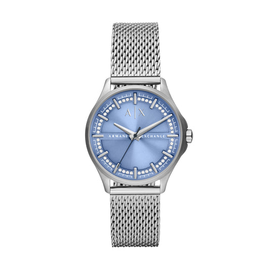 Armani Exchange Stainless Steel Analog Blue Dial Women's Watch-Ax5275, Band Color:Silver