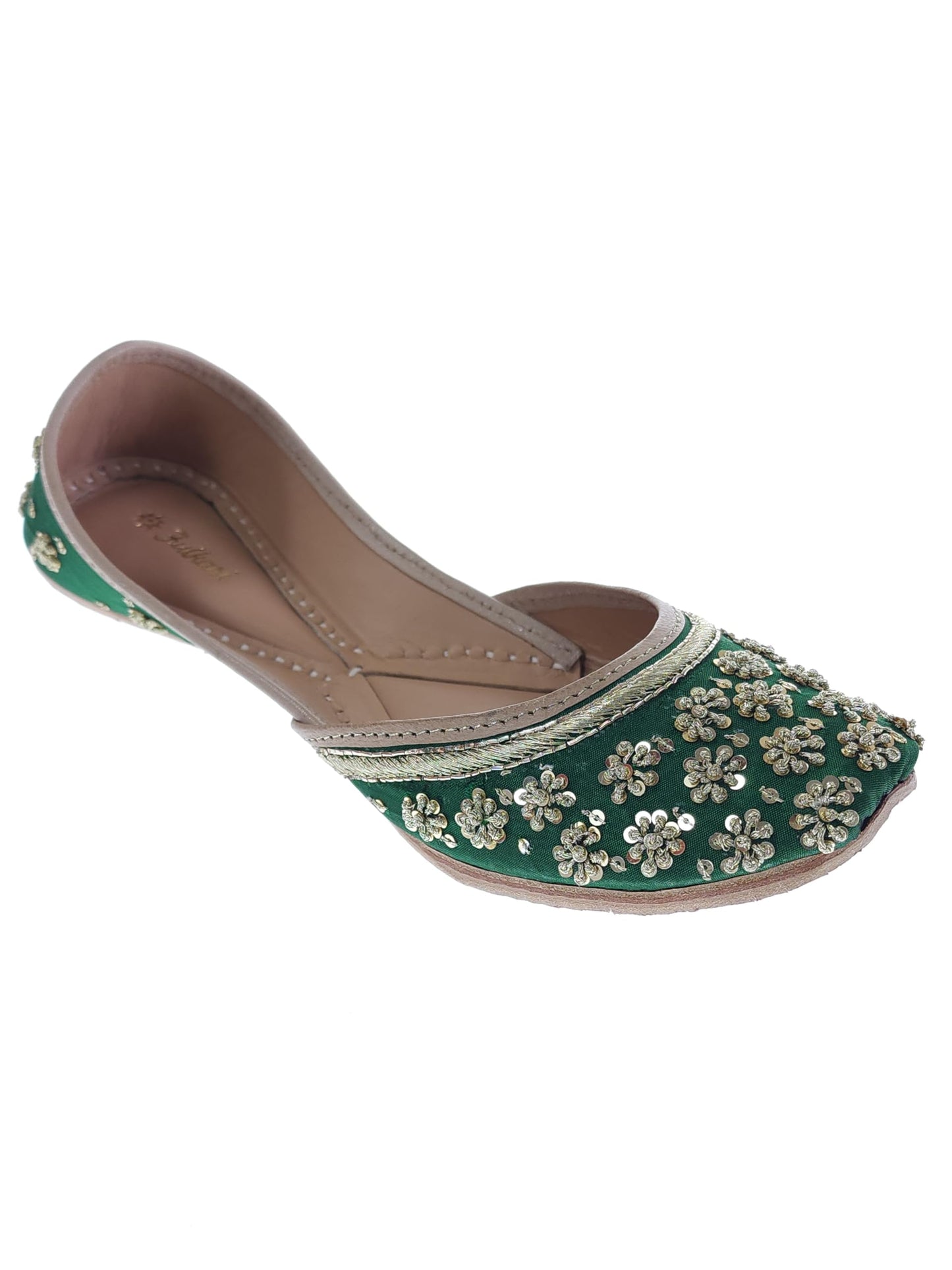 Fulkari Formal Shoes for Women – Elegant & Comfortable Office Wear, Stylish Leather Finish, Cushioned Insole, Ideal for Work, Business Meetings & Formal Events (Green Gold,Size-6)