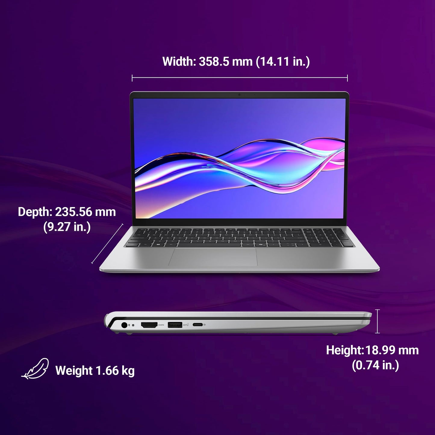 Dell 15 AI Powered Laptop, Intel Core Ultra 5 225H, 8GB DDR5 RAM, 512GB SSD, 15.6" FHD Anti-Glare Display, Intel Arc Graphics, Backlit Keyboard, Dedicated Copilot Key, Silver, Win11 Home + MSO H&S'24