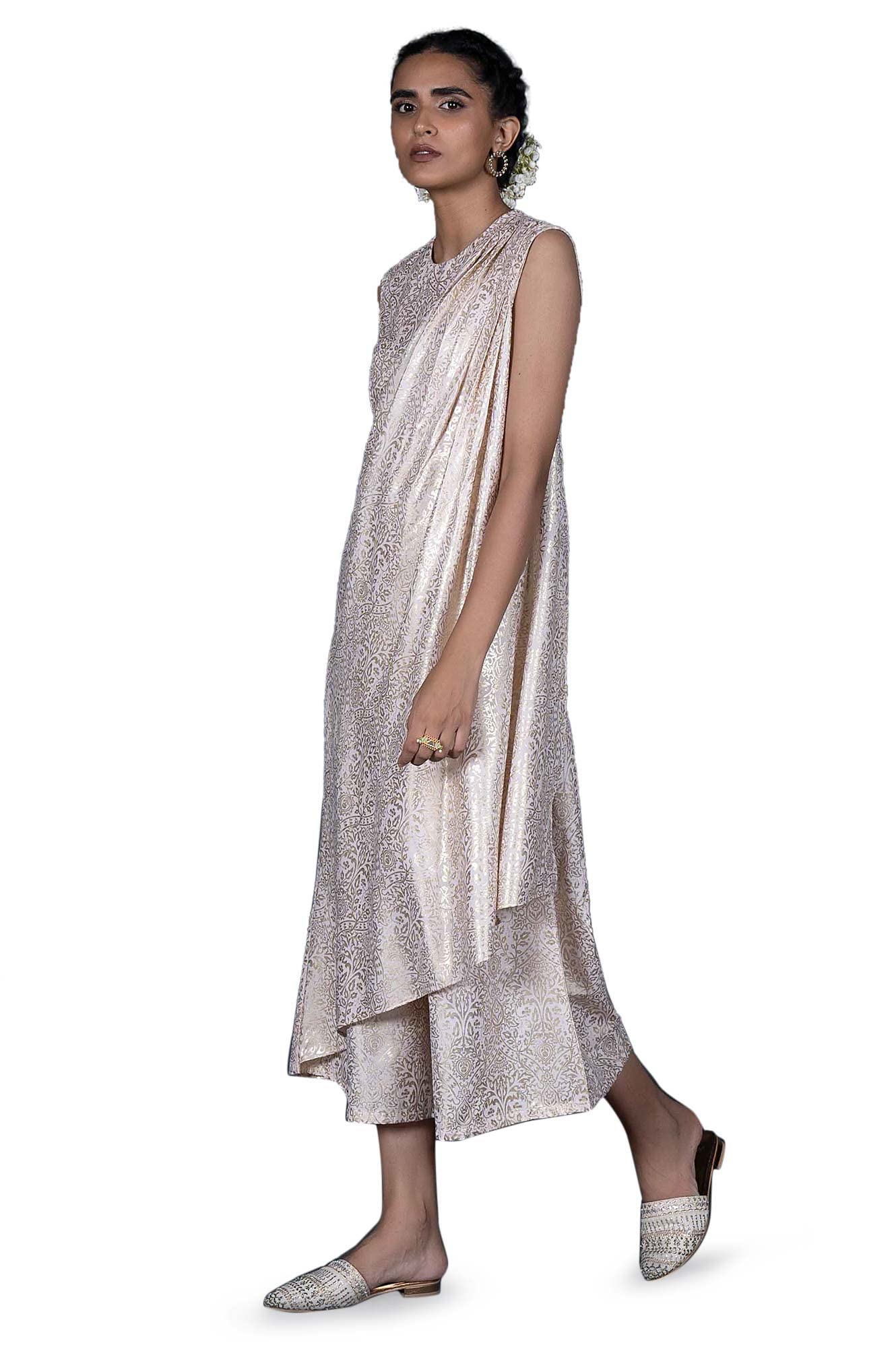 W for Woman Pink Draped Style Festive Printed Jumpsuit_22AUW19333-121478_M