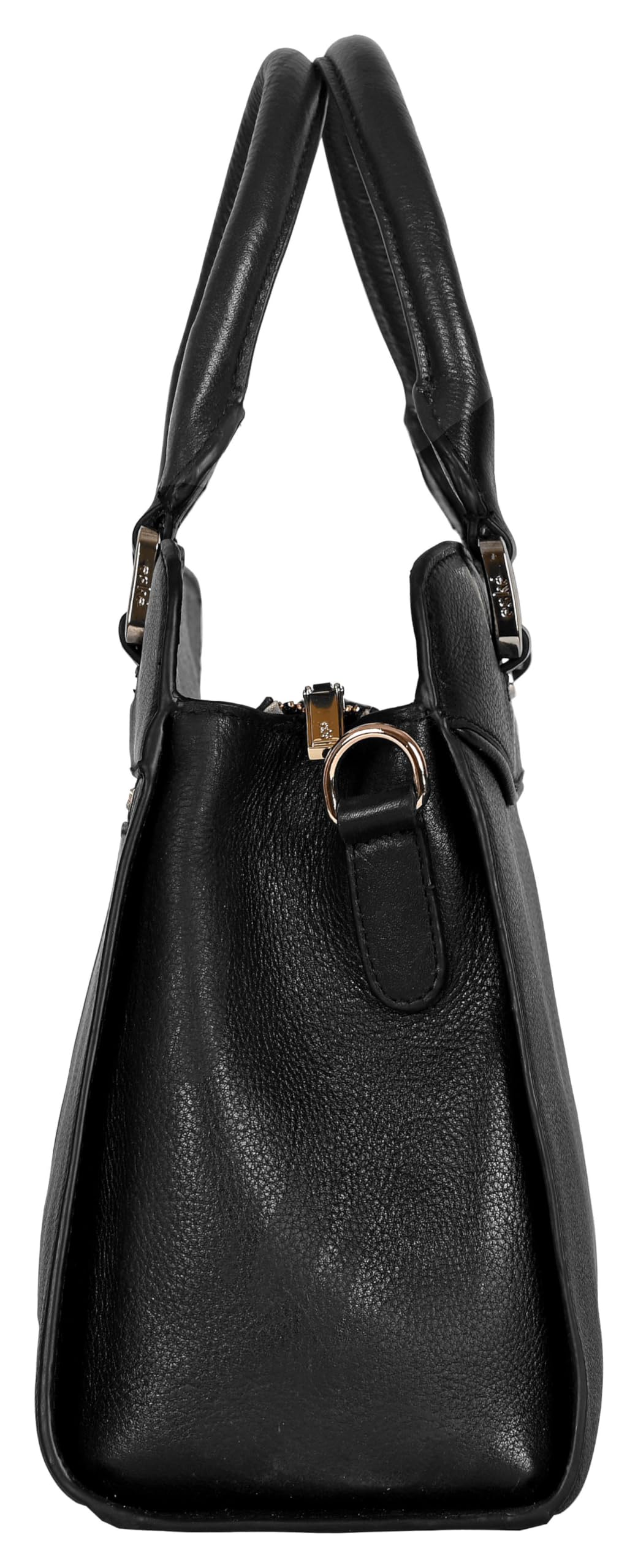 eske Rheta Genuine Leather Handbag for Women | Cosmos Leather Shoulder Bag with Dual Compartments | Detachable Strap | Zip & Slip Pockets | Elegant Office & Daily Tote (Black)