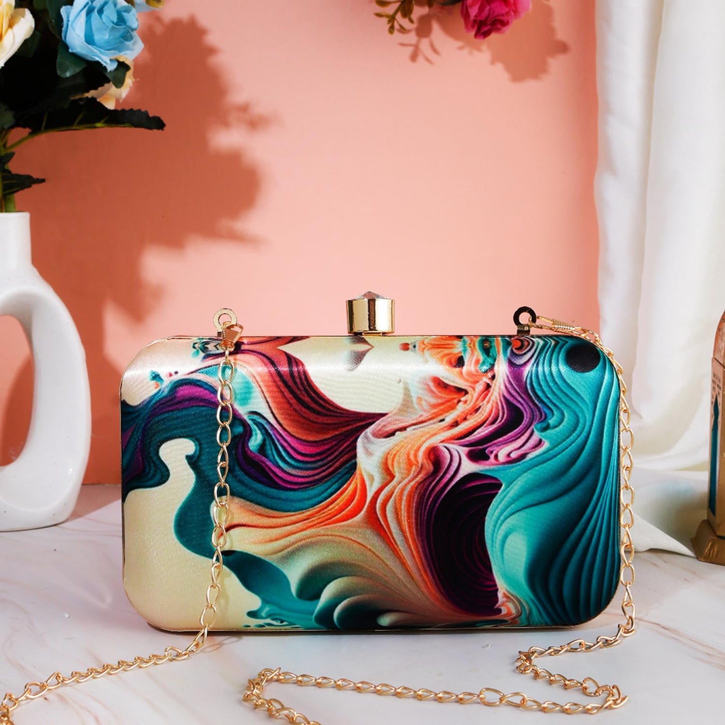 SWISNI Hand Crafted Designer Box Clutch For Women, Clutch For Women/Hand Clutch For Women (Multi-6)