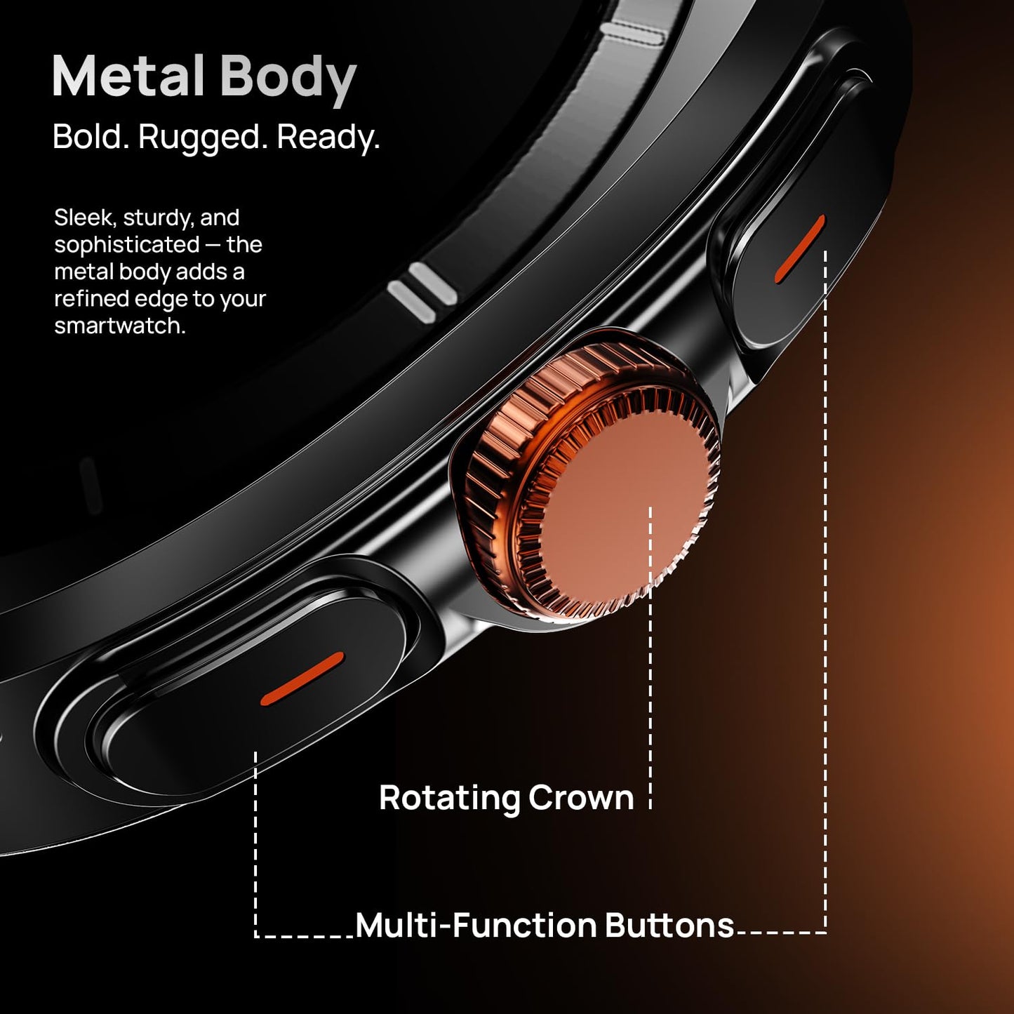 Fire-Boltt Axiom Smart Watch – 1.43" AMOLED Display, Health & Fitness Tracking, Always-On Screen, Wireless Charging, Rotating Crown, Bluetooth Calling, Metal Case Smart Watch for Man & Woman- Black