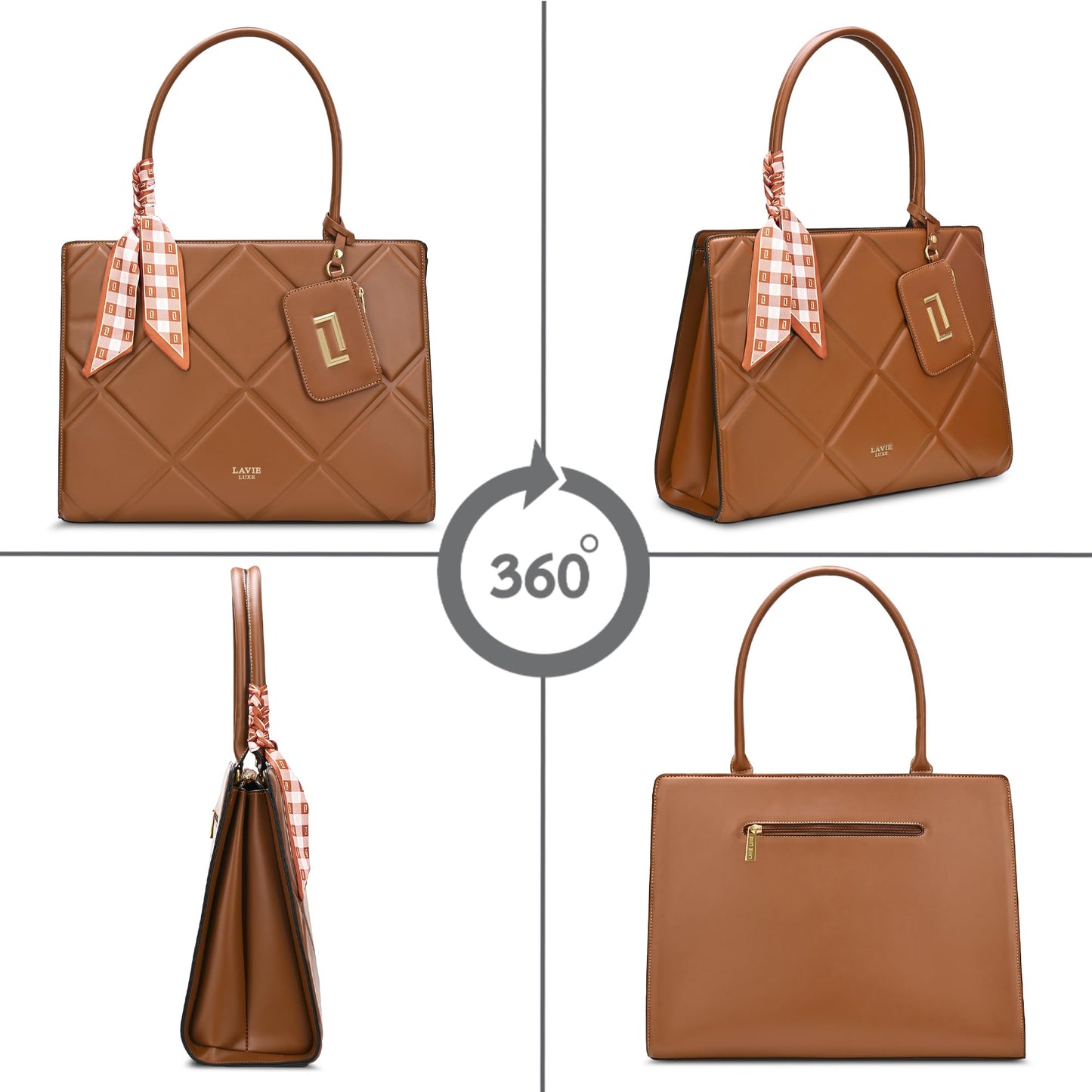 Lavie Luxe Women's Quare26 Extra Large Laptop Satchel Bag | Upto 14 Inch | Satchel Handbag for Work | Ladies Purse | Stylish Shoulder Bag | Gift for Women