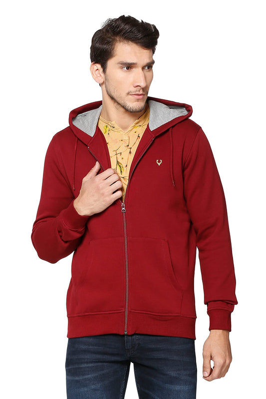 Allen Solly Men's Cotton Hooded Neck Sweatshirt (ASSTORGPU54830L_Maroon 19-1726 TCX_Maroon_L)
