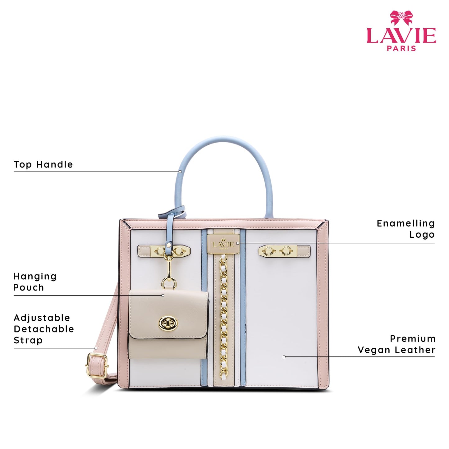 LAVIE PARIS Women's Louvre Chain Satchel Bag | Satchel Handbag for Work | Ladies Purse | Stylish Shoulder Bag | Gift for Women