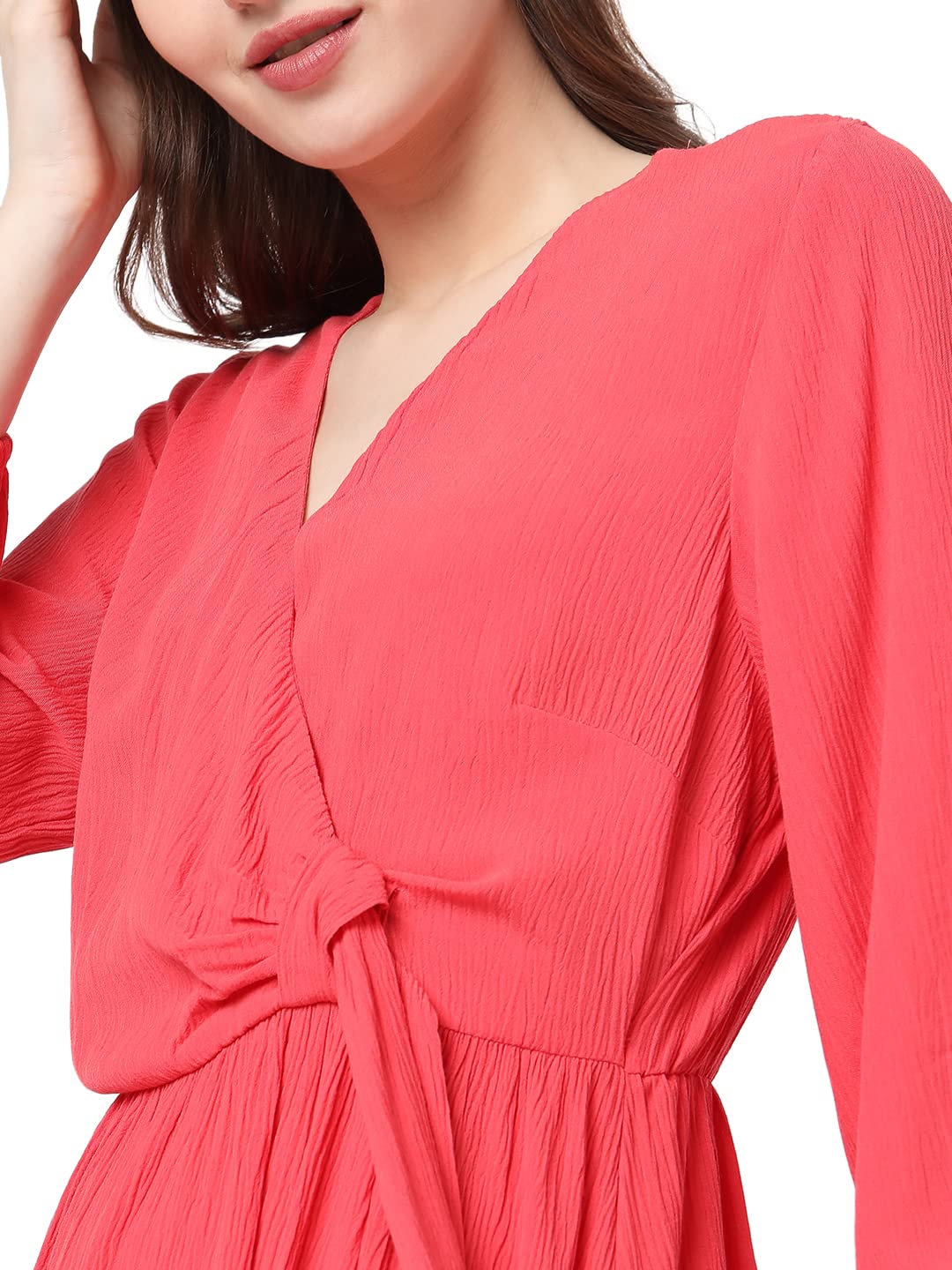 Vero Moda Women's Viscose A-Line Ankle Length Dress (298849101- Chrysanthemum_Medium), Red