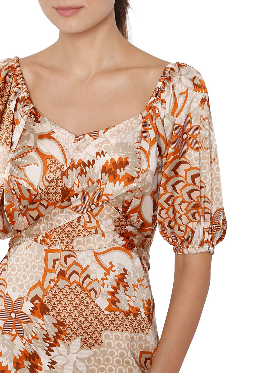 Vero Moda Women's Polyester A-Line Knee-Length Dress (148437501-Barn Red_Barn XL)