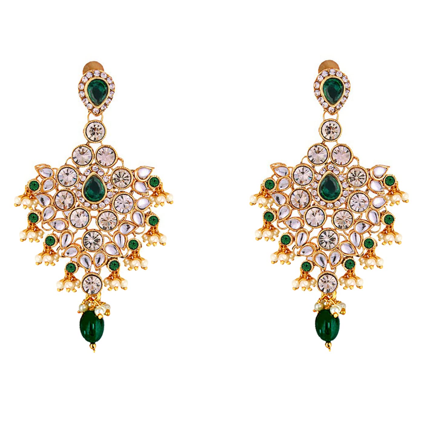 Lucky Jewellery Wedding Designer Green Color Gold Plated Dulhan Choker Bridal Set for Girls & Women (2475-L1ZS-KD124-G)