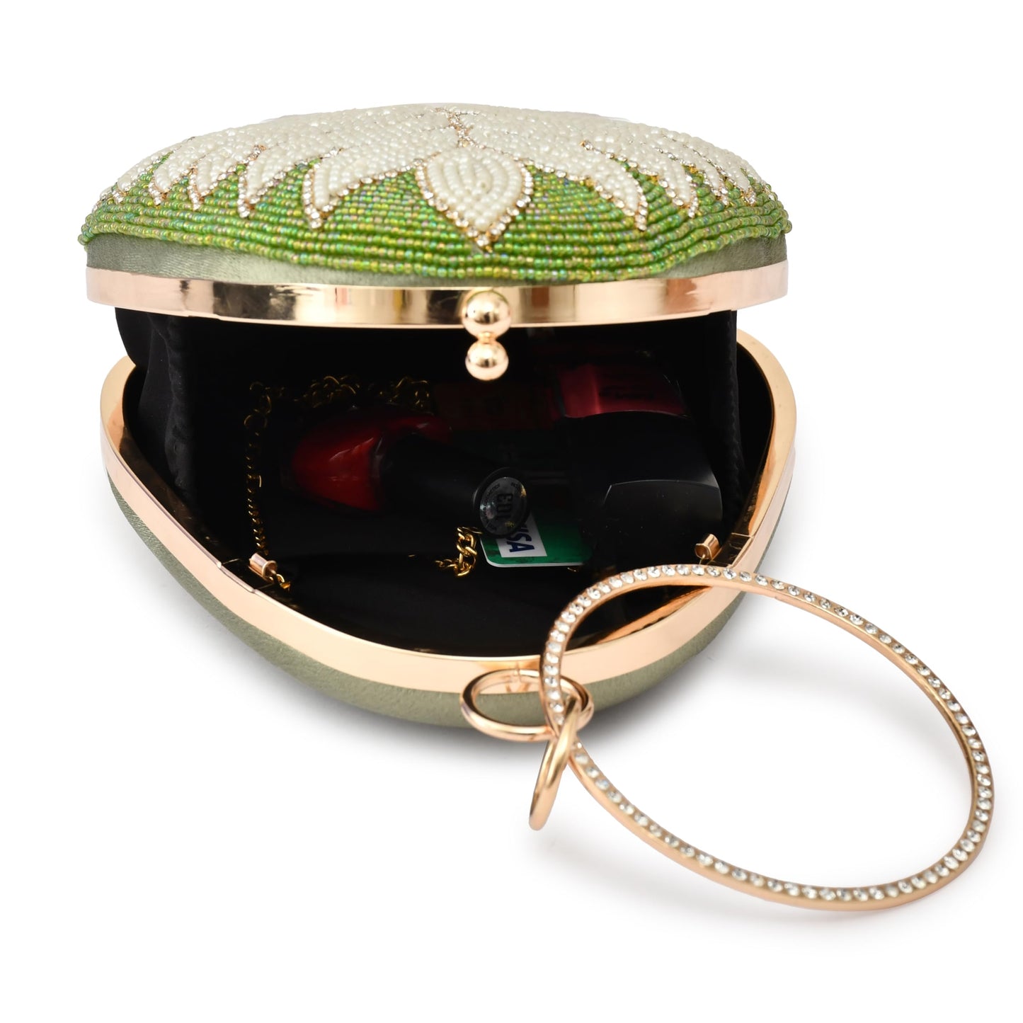 For The Beautiful You Green Handcrafted Women's Clutch (eg-132)