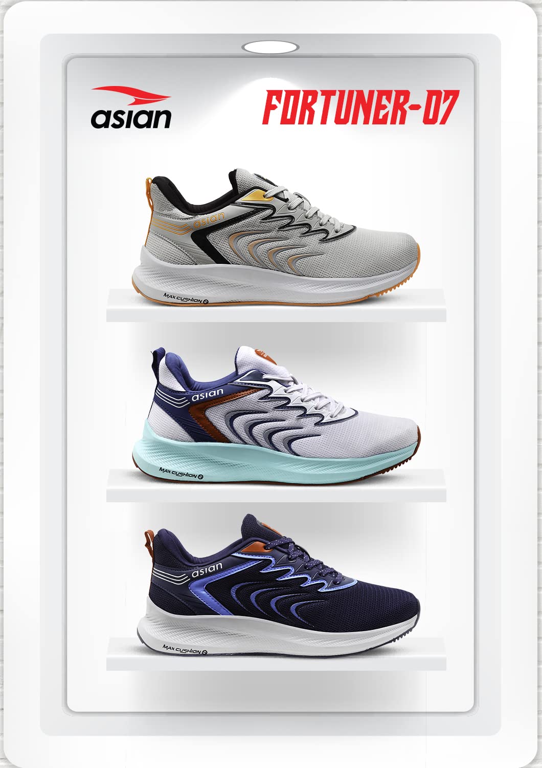 ASIAN Men's Fortuner-07 Sports Running,Walking & Gym Shoes with Max Cushion Technology Casual Sneaker Shoes for Men's & Boy's Grey