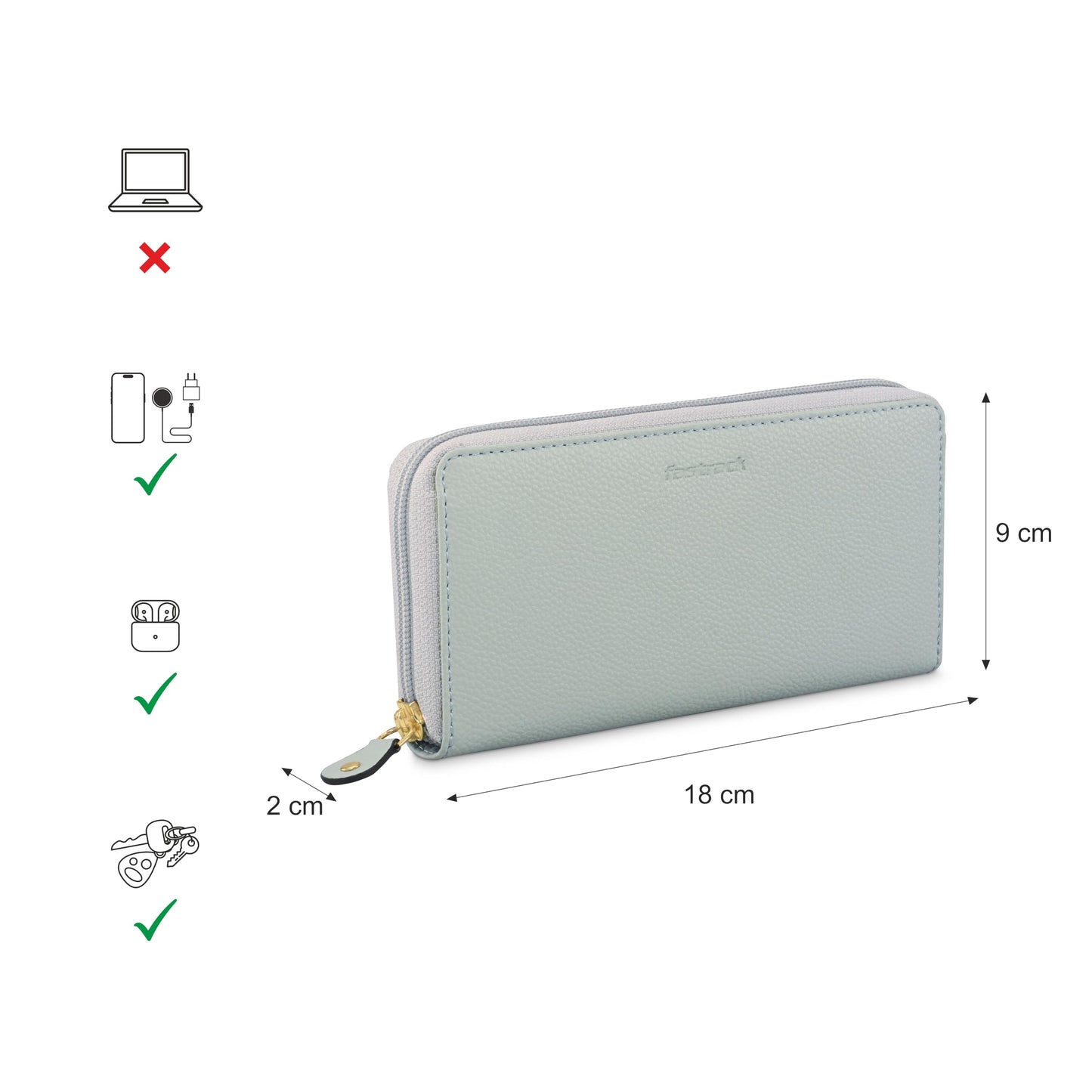 Fastrack Textured Zip Around Wallet for Women, Girls and Ladies | Wallet for Women with Multiple Card Slots