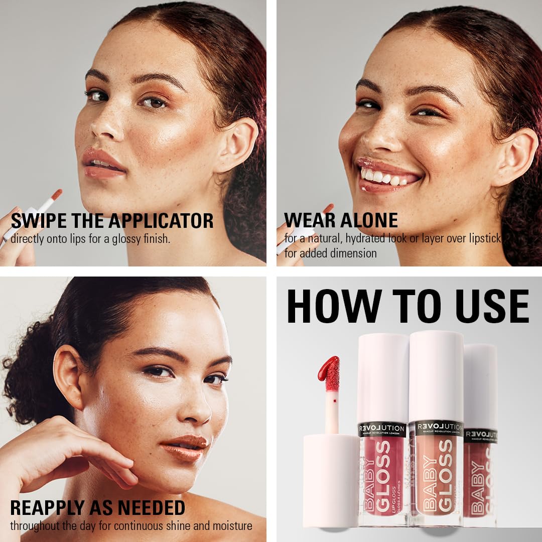 Revolution Relove Baby Gloss – Sweet | Lip Gloss for Shiny, Hydrated Lips | Lightweight, Non-Sticky, Vegan & Cruelty-Free