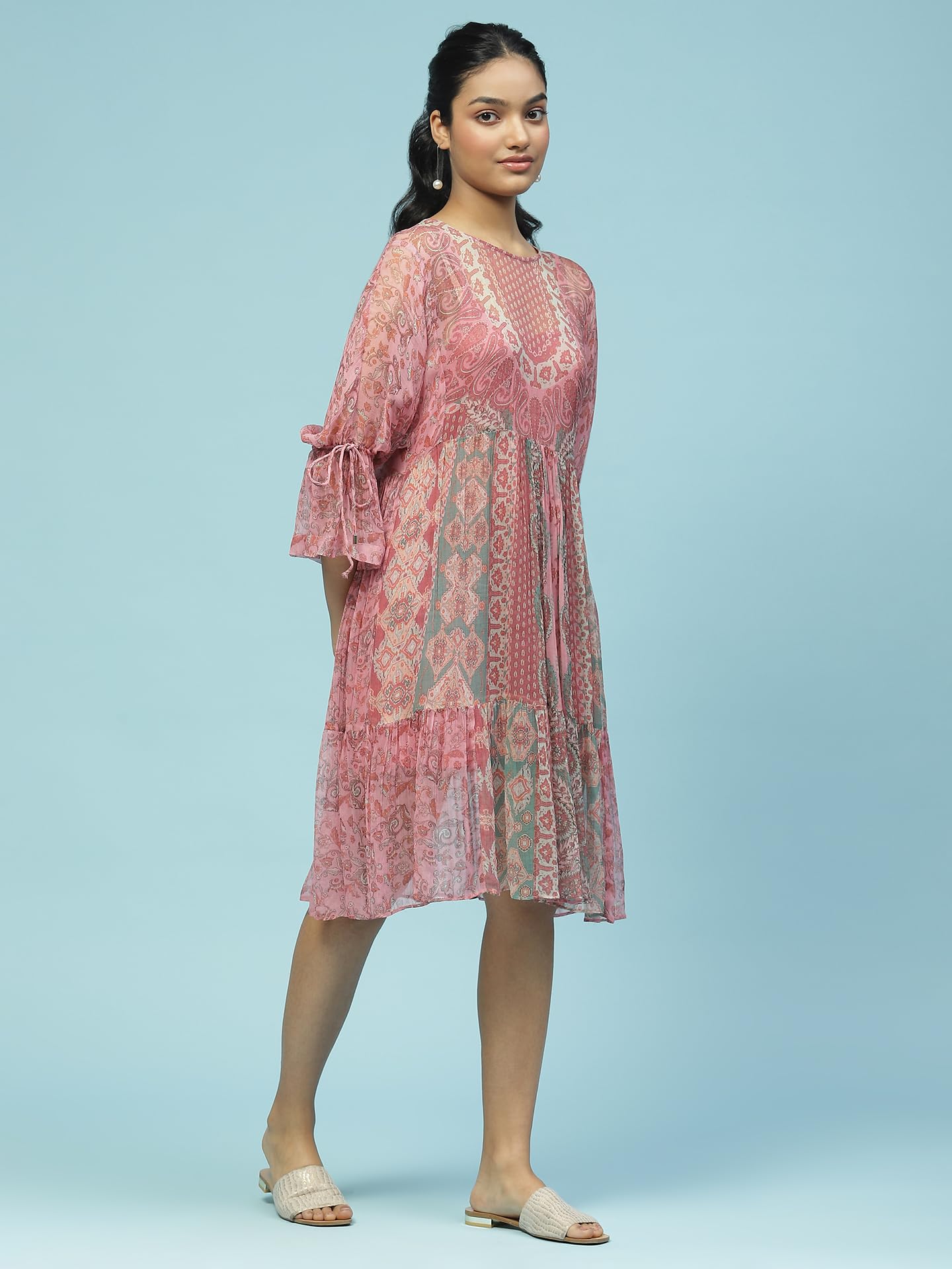 Aarke Ritu Kumar Pink Paisley Print Short Dress with Camisole