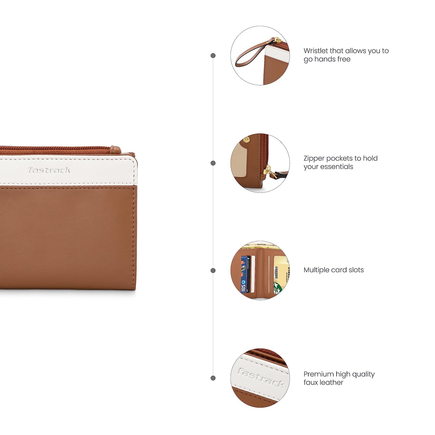 Fastrack Colour-Blocked Wallet with Wristlet | Two Fold Wallet for Women, Girls and Ladies with Wristlet