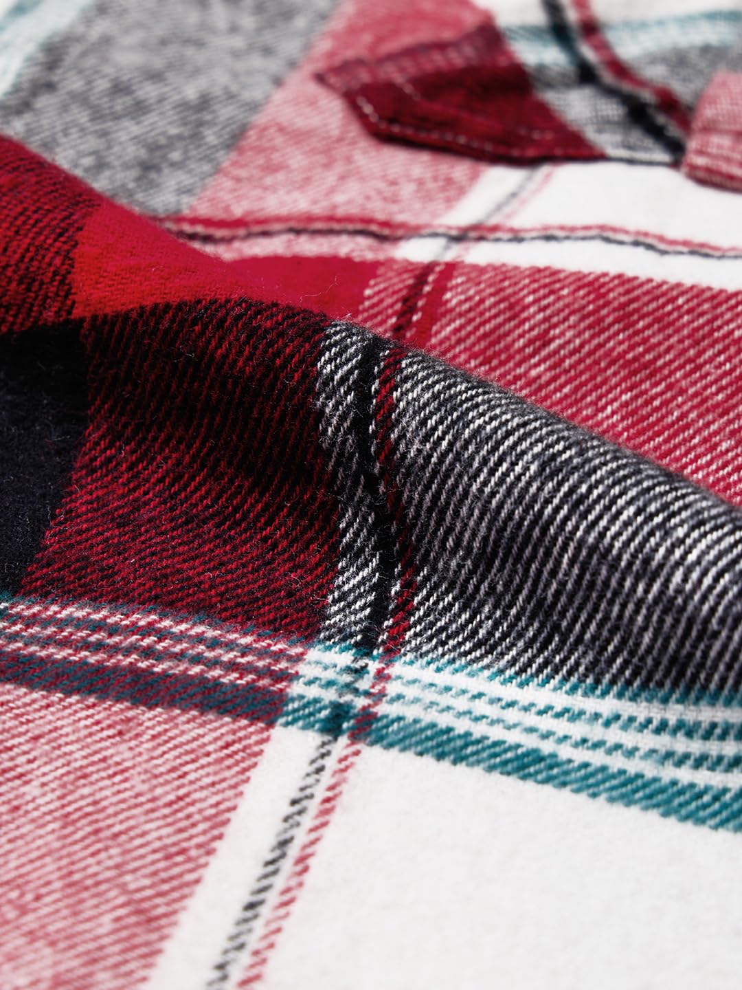 The Souled Store Plaid: Red, White, Blue Men and Boys Long Sleeves Collared Neck Button Front Cotton Oversized Flannel Shackets