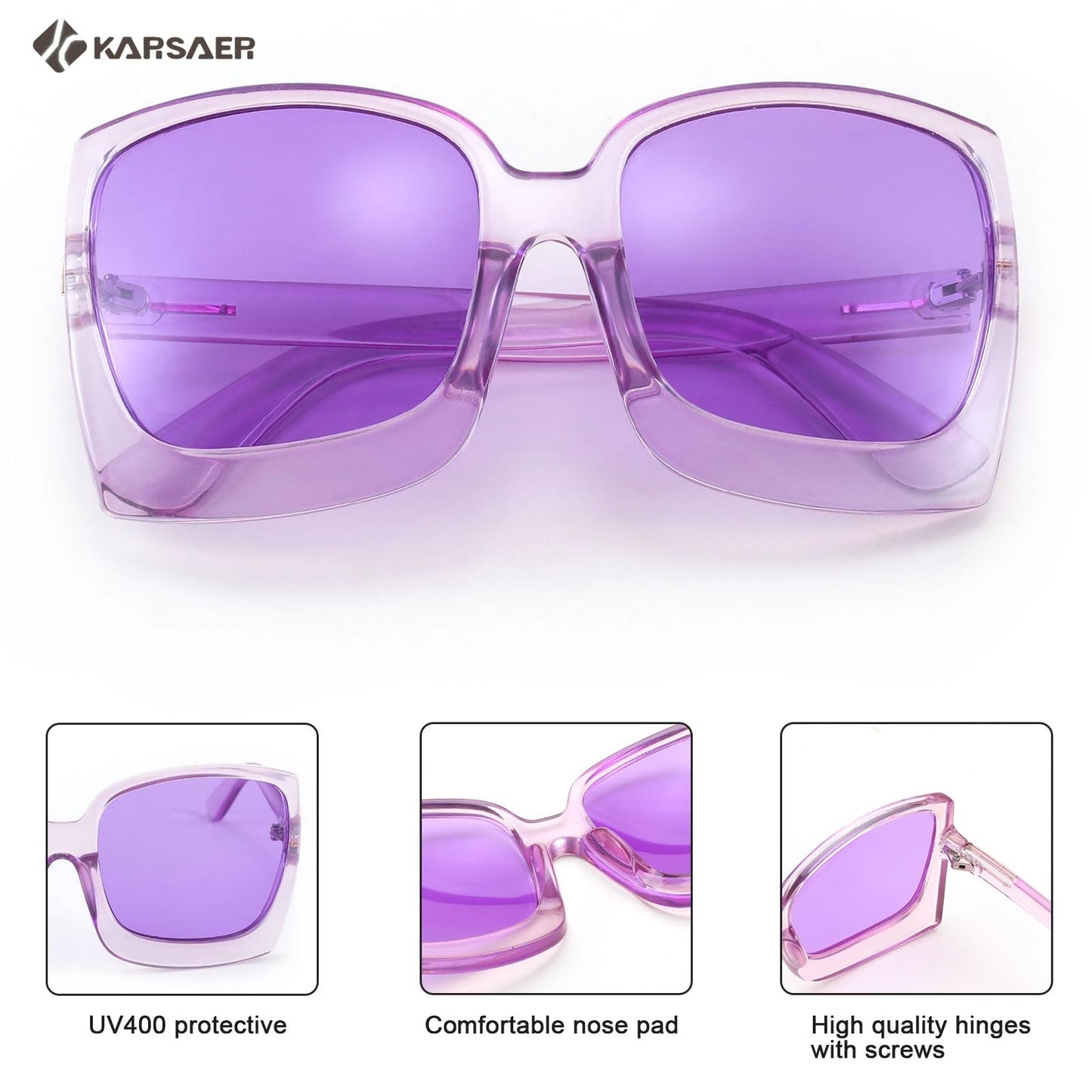Karsaer Oversized Retro Square Round Women Sunglasses Large Frame Vintage Women Shades K7075