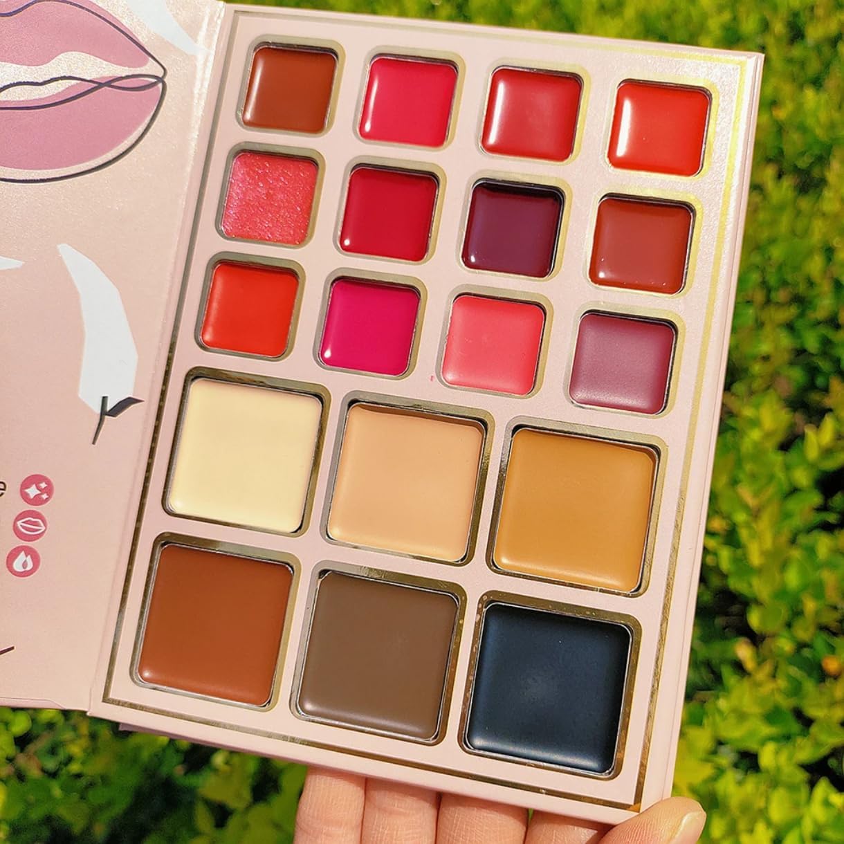 Winble 5-in-1 Foldable Makeup Palette | All-in-One Face, Eyes & Lips | Contour, Blush, Highlighter, Eyeshadow | Long-Lasting & Travel-Friendly | Multipurpose Makeup Book for All Skin Tones & Looks