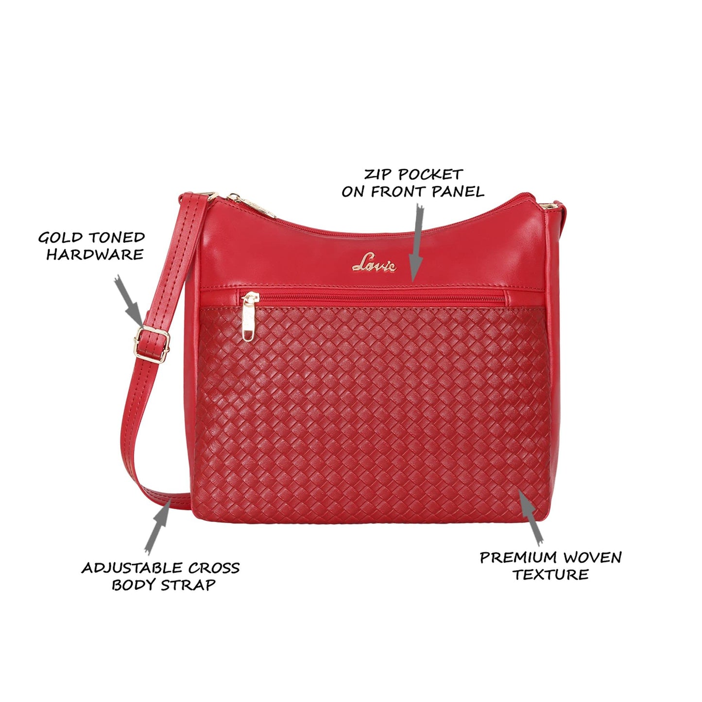 Lavie Women's Dome Textured Sling Bag | Ladies Purse Handbag | Detachable Crossbody Sling Strap