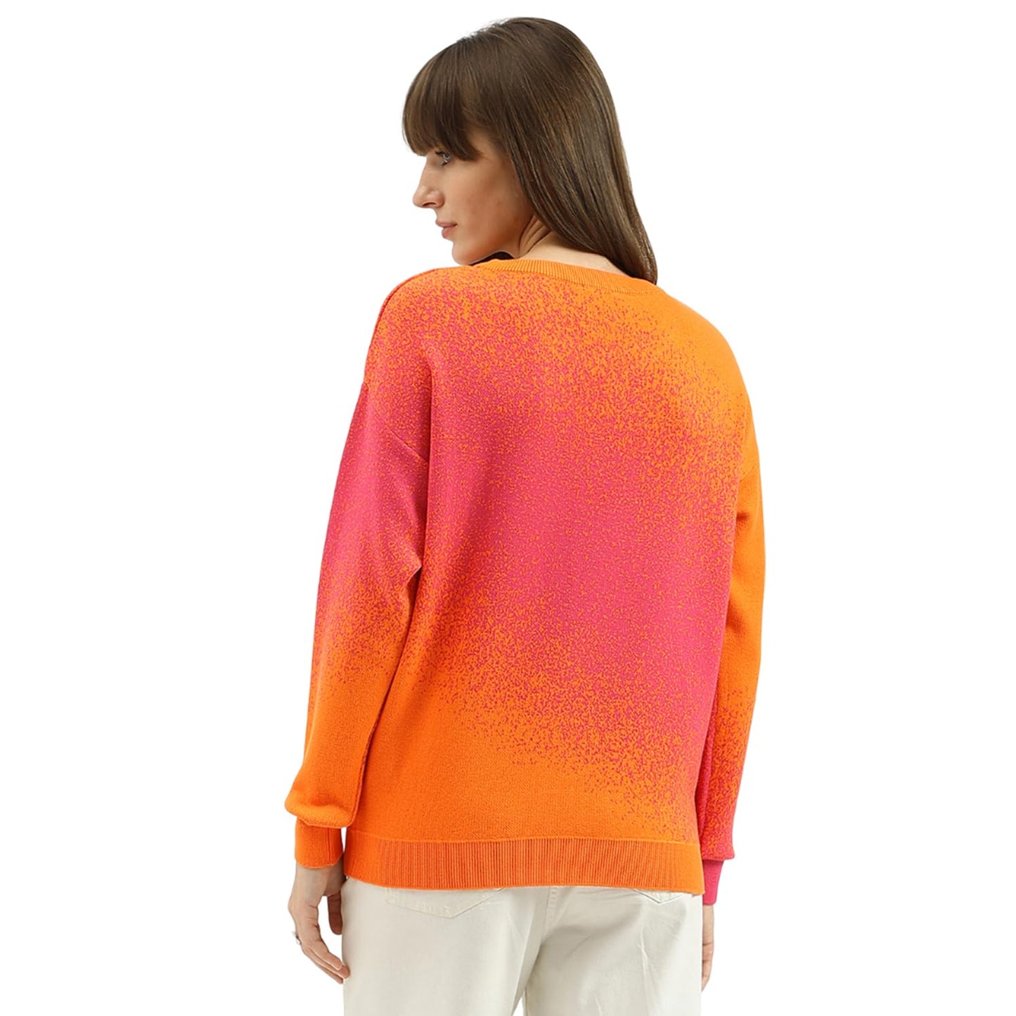 United Colors of Benetton Women's Cotton Round Neck Sweater (25A1099W3M56I902_Orange