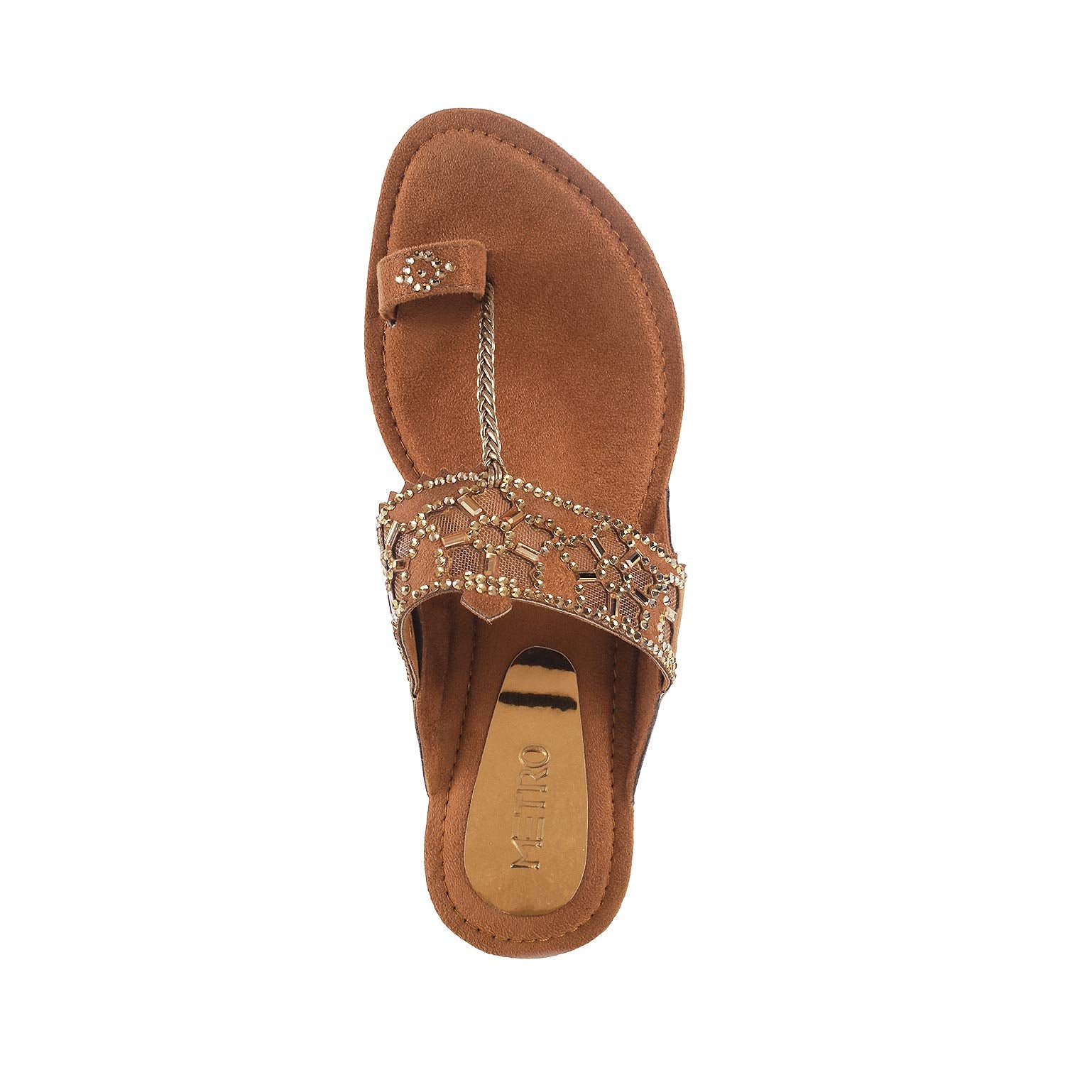 Metro Women Antique Gold Synthetic Sandals - SaumyasStore