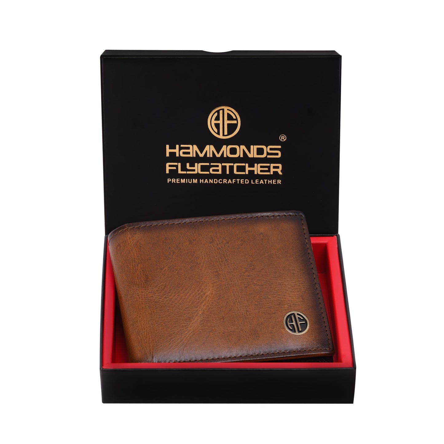 HAMMONDS FLYCATCHER RFID Protected Bi-Fold Wallet for Men Leather Original, Mens Wallet, Leather Wallets for Men, Premium Classic Purse with 6 Card Slots, Coin Pocket, Gift for Mens - Burnt Tan