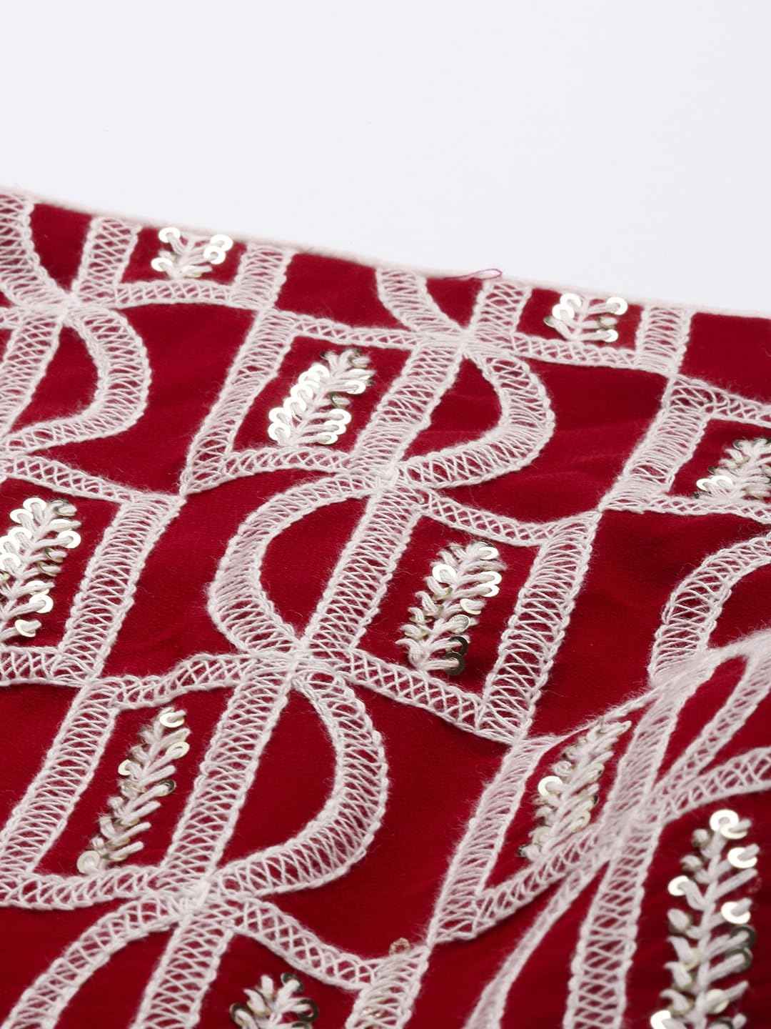 Zeel Clothing Women's Chikankari Sequins Embroidered Georgette Lehenga Choli with Dupatta (5050-Red-Wedding-Girlish-Latest-New; Free Size) (Red)