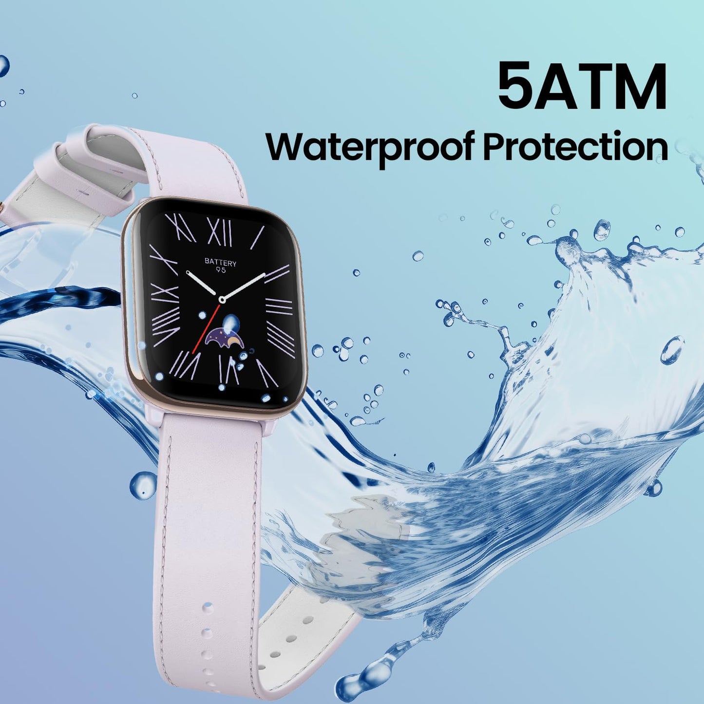 Amazfit Active Smart Watch with AI Fitness Exercise Coach, GPS, BT Calling & Music, 14 Day Battery, 1.75" AMOLED Display & Alexa-Enabled, Stainless Steel Watch with Leather Strap (Lavender Purple)