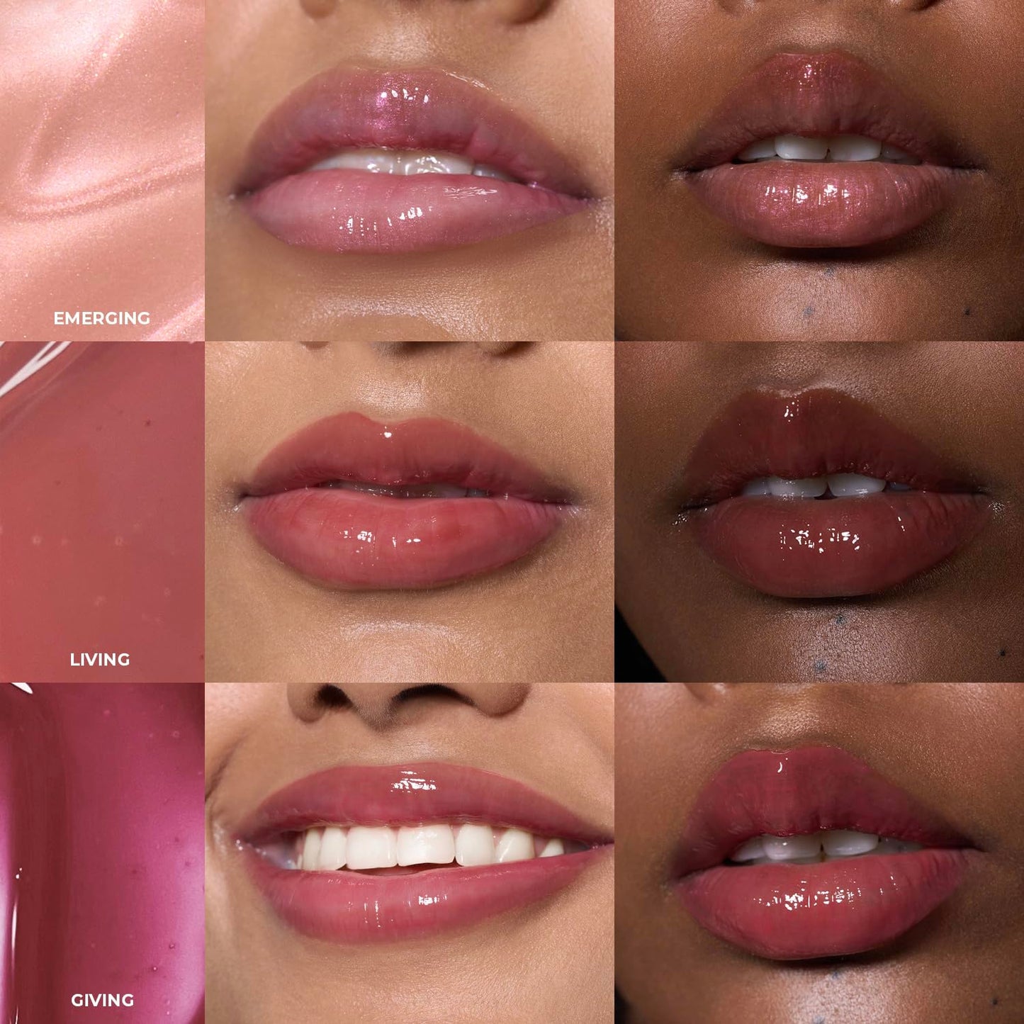 FAE Beauty Mini Peptide Lip Gloss Trio | With Passionfruit Oil & Argireline to Smoothen, Even, and Soften Lips | Non Sticky | Hydrating | Vegan | Shades - Emerging | Living | Giving