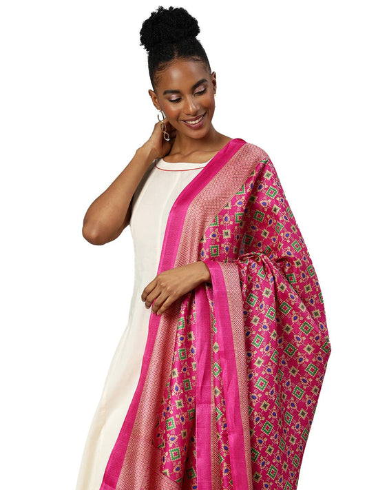 RANI SAAHIBA Women's Art Silk Dupatta(SSKRDD2168_Rani)